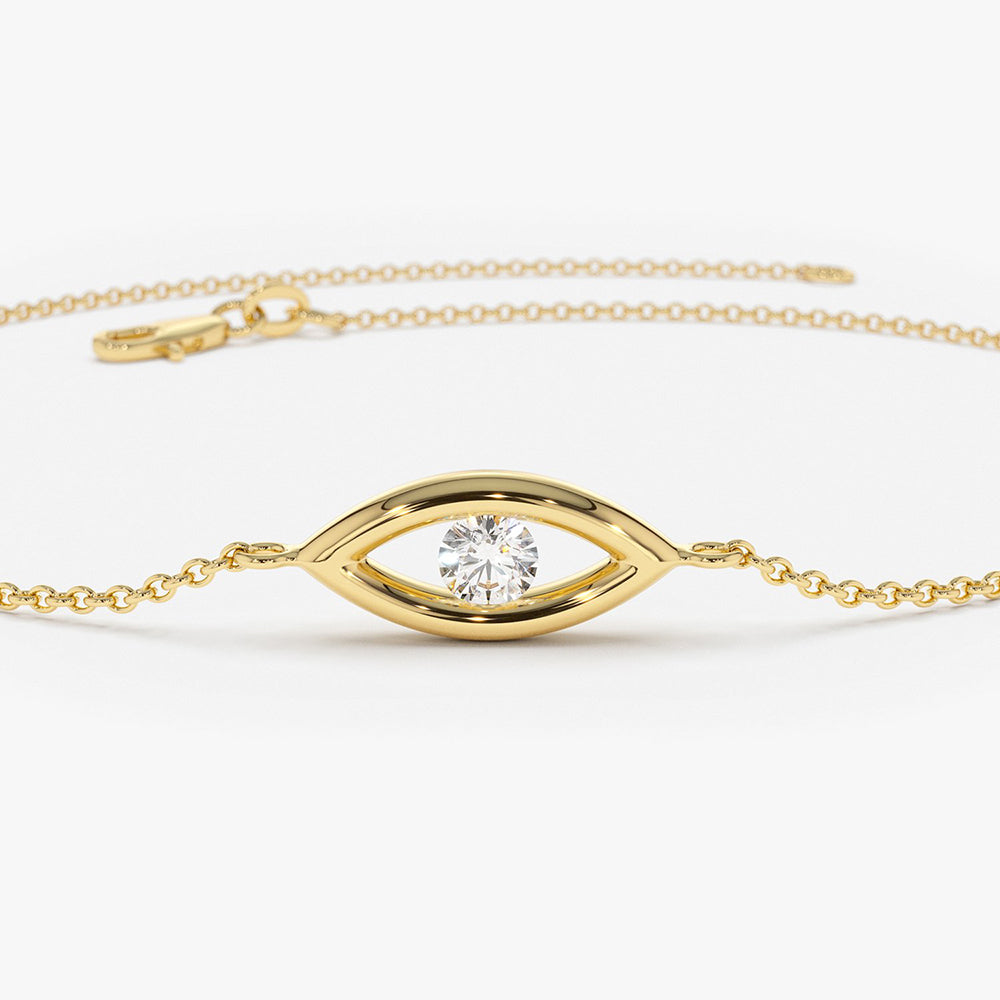 OBFJ1934 - Channel Setting Diamond Evil Eye Bracelet bracelets in selectable metal and diamond options - Roselle Jewelry view 7