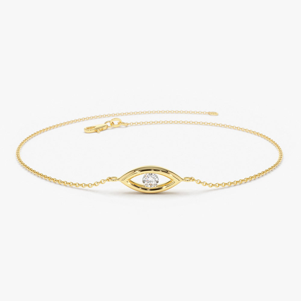 OBFJ1934 - Channel Setting Diamond Evil Eye Bracelet bracelets in selectable metal and diamond options - Roselle Jewelry view 1