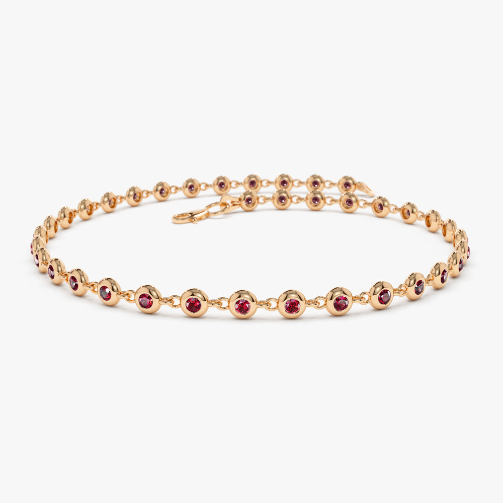 OBFJ1033 - 14k Bezel Set Ruby Tennis Bracelet 4