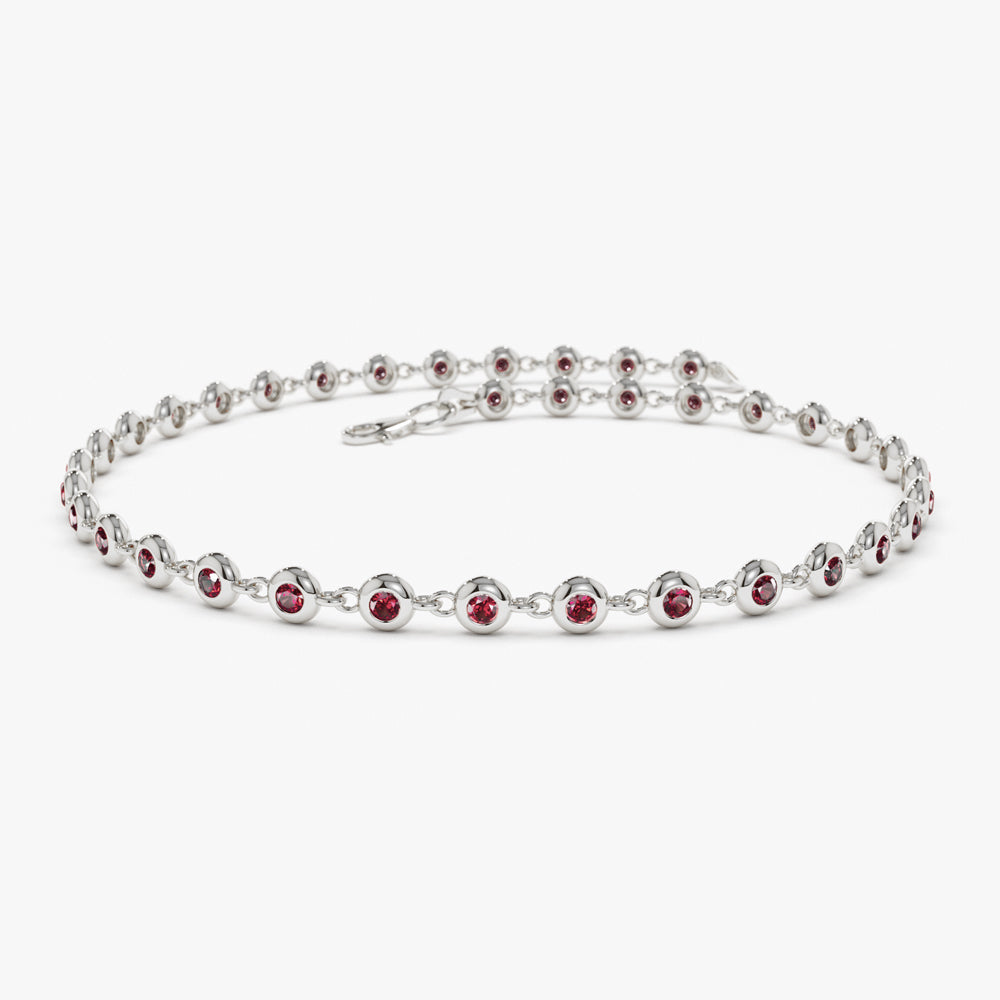 OBFJ1033 - 14k Bezel Set Ruby Tennis Bracelet 5