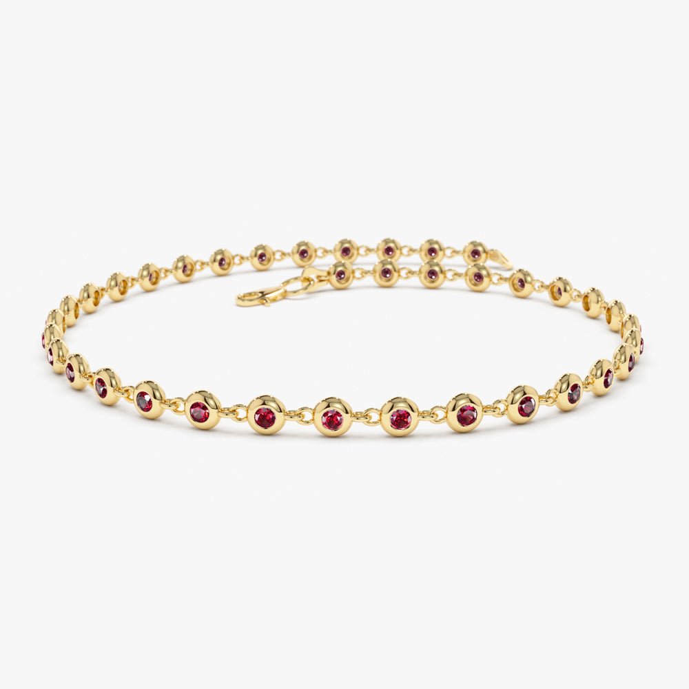OBFJ1033 - 14k Bezel Set Ruby Tennis Bracelet 1