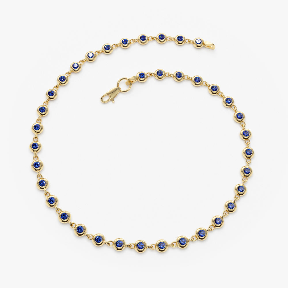 OBFJ2285 - Bezel Set Sapphire Tennis Bracelet bracelets in selectable metal and diamond options - Roselle Jewelry view 8
