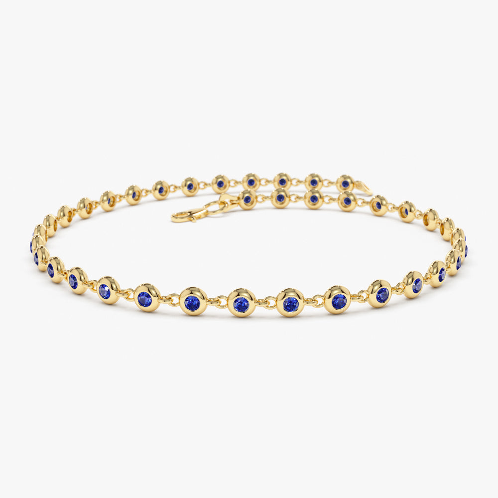 OBFJ2285 - Bezel Set Sapphire Tennis Bracelet bracelets in selectable metal and diamond options - Roselle Jewelry view 1