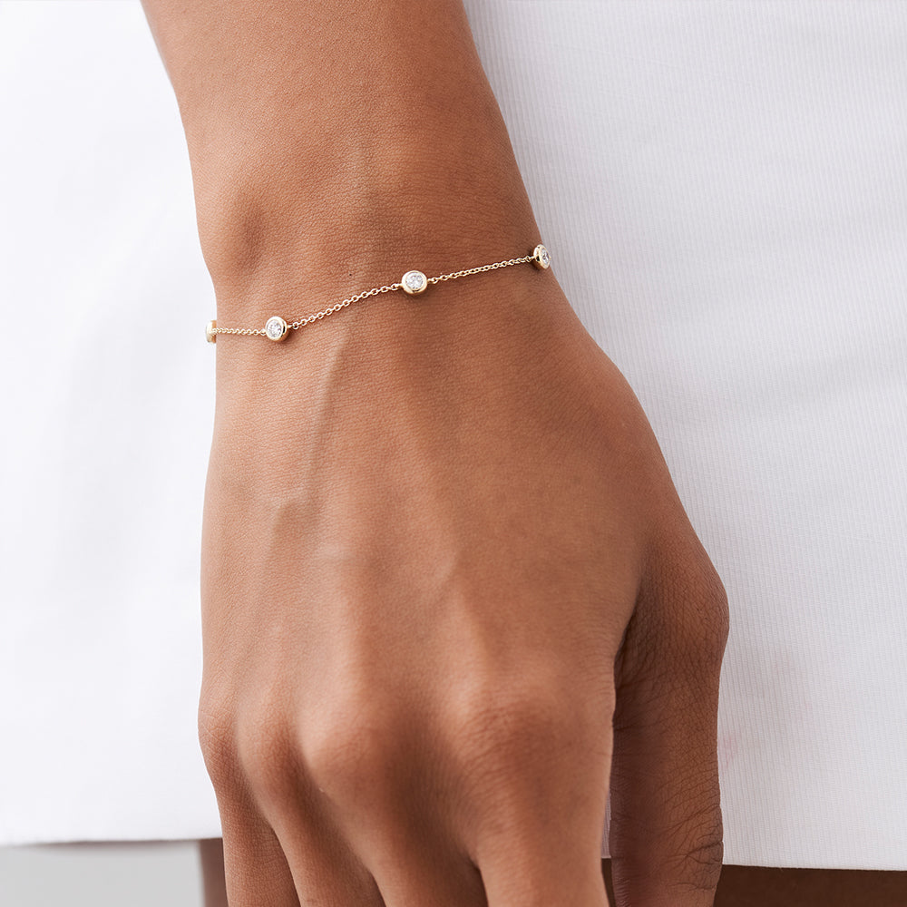 OBFJ2020 - 5 Stone 0.50ctw Diamond by The Yard Solitaire Bracelet bracelets in selectable metal and diamond options - Roselle Jewelry view 2