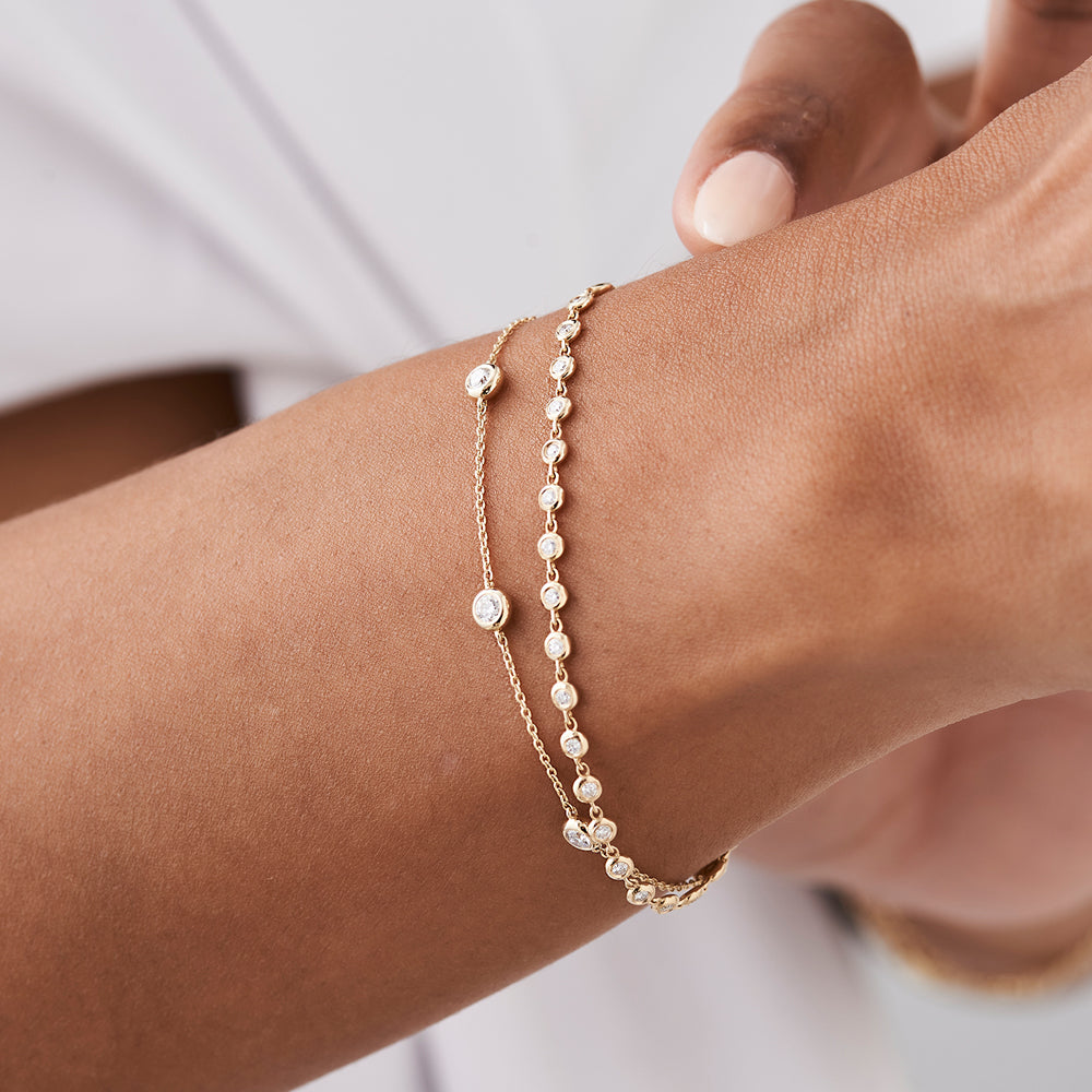 OBFJ2020 - 5 Stone 0.50ctw Diamond by The Yard Solitaire Bracelet bracelets in selectable metal and diamond options - Roselle Jewelry view 3