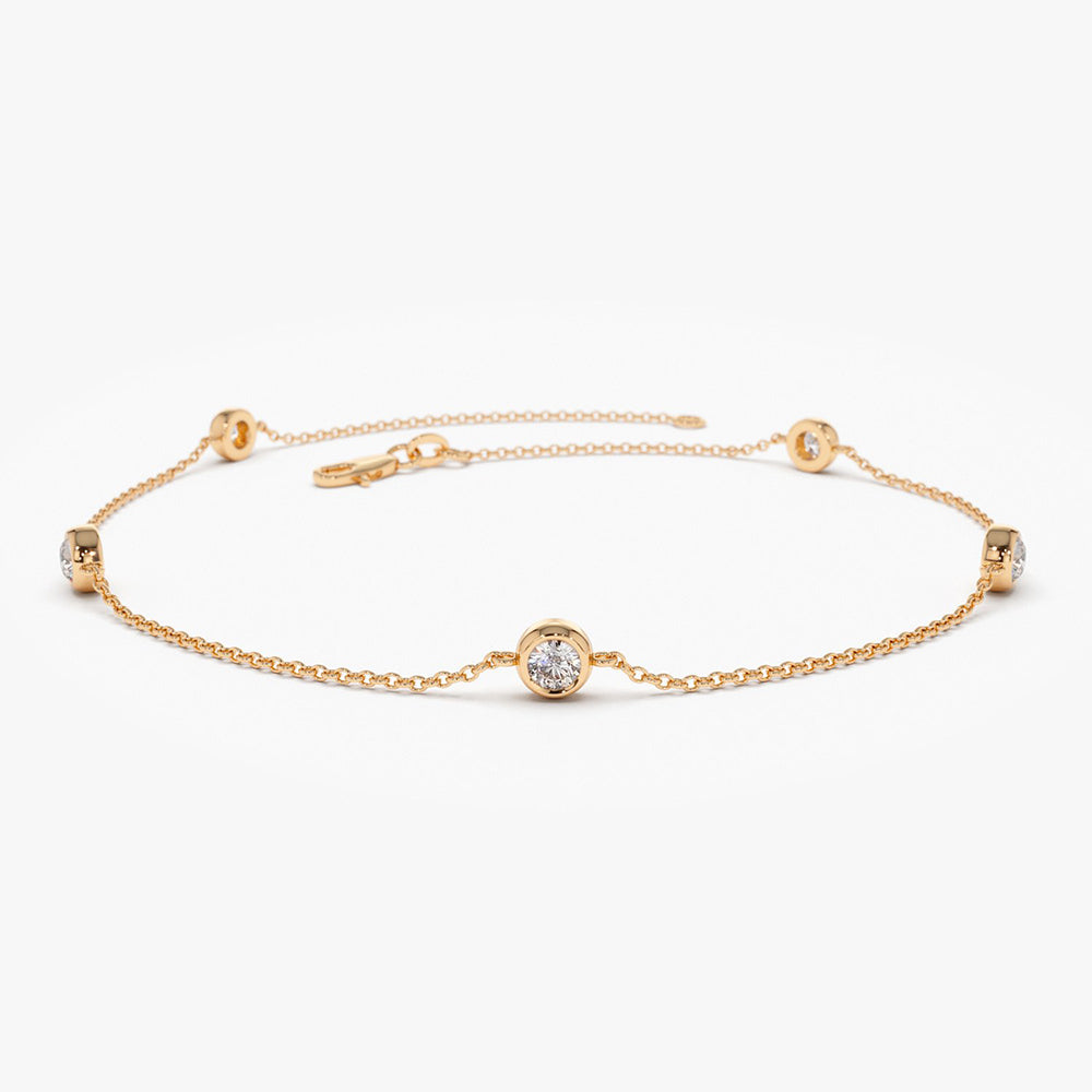 OBFJ2020 - 5 Stone 0.50ctw Diamond by The Yard Solitaire Bracelet bracelets in selectable metal and diamond options - Roselle Jewelry view 6