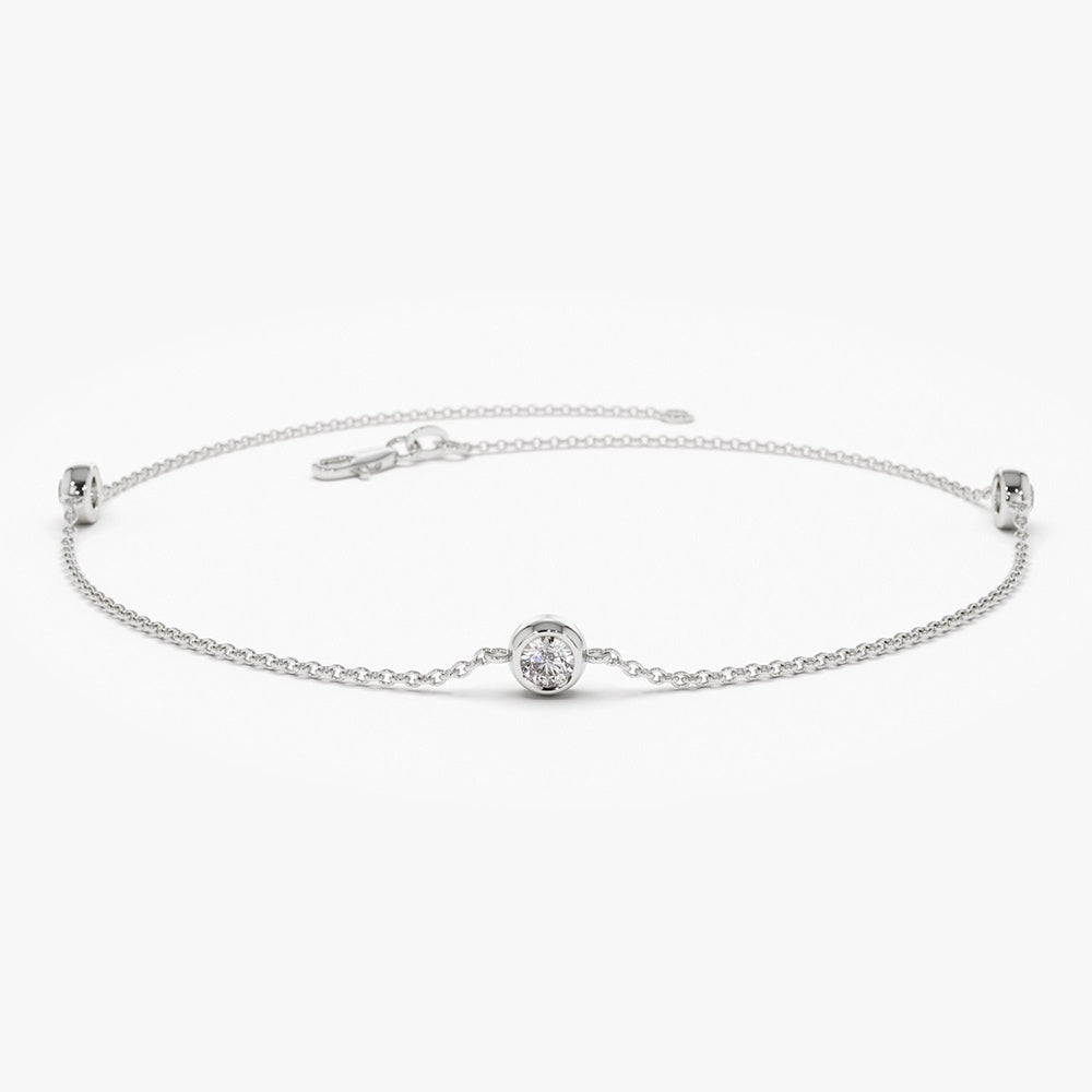 OBFJ2019 - 3 Stone 0.30ctw Diamond by The Yard Solitaire Bracelet bracelets in selectable metal and diamond options - Roselle Jewelry view 5