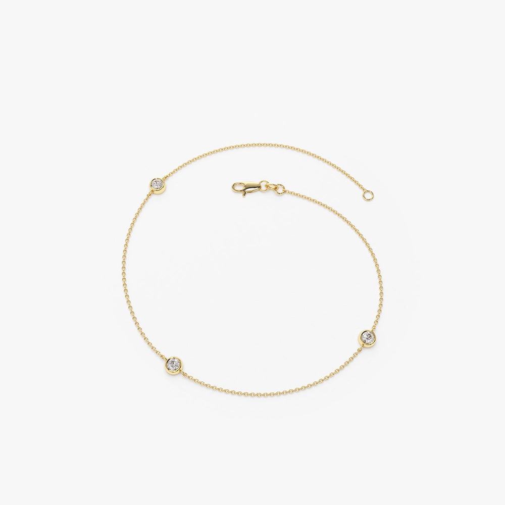 OBFJ2019 - 3 Stone 0.30ctw Diamond by The Yard Solitaire Bracelet bracelets in selectable metal and diamond options - Roselle Jewelry view 6