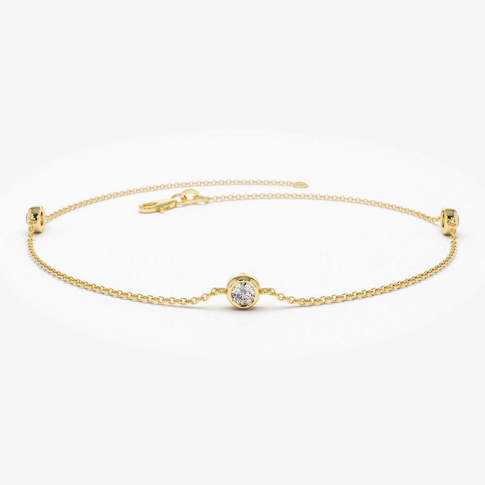 OBFJ2019 - 3 Stone 0.30ctw Diamond by The Yard Solitaire Bracelet bracelets in selectable metal and diamond options - Roselle Jewelry view 1