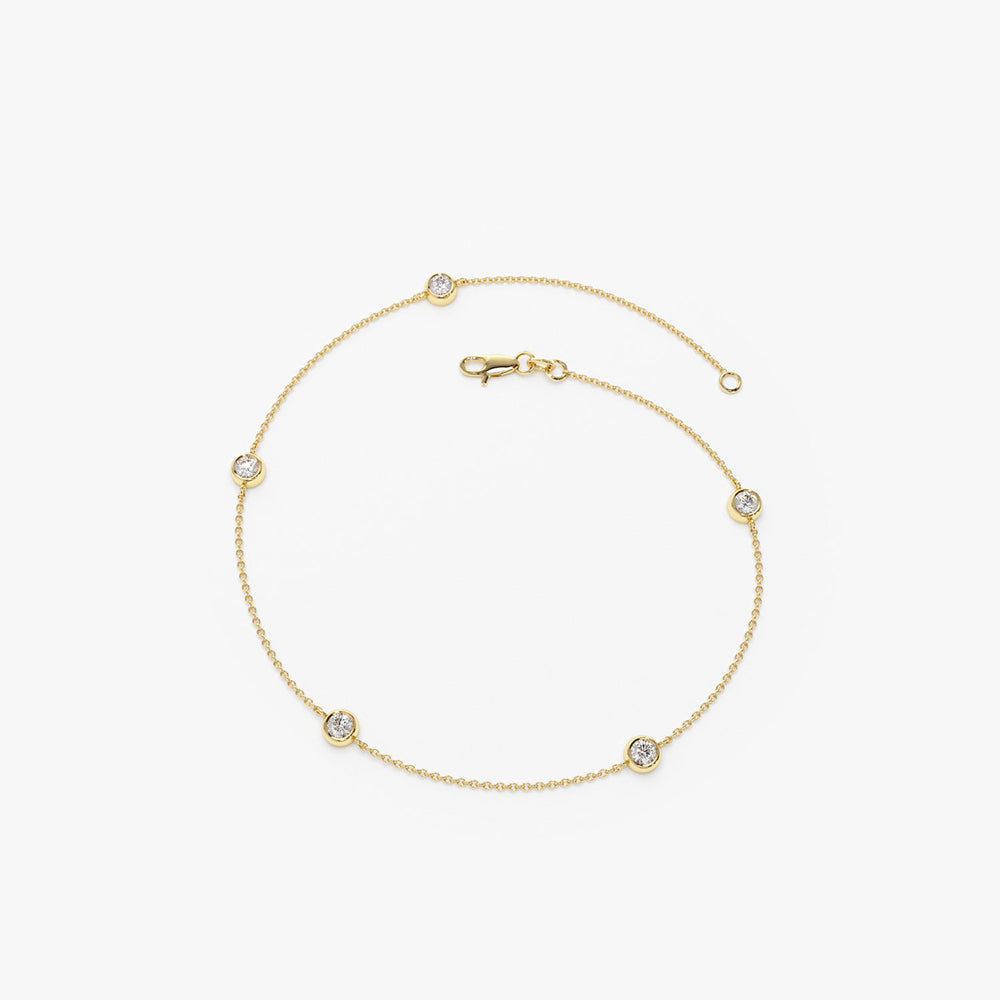 OBFJ2020 - 5 Stone 0.50ctw Diamond by The Yard Solitaire Bracelet bracelets in selectable metal and diamond options - Roselle Jewelry view 9