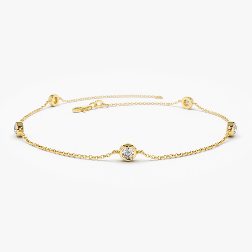OBFJ2020 - 5 Stone 0.50ctw Diamond by The Yard Solitaire Bracelet bracelets in selectable metal and diamond options - Roselle Jewelry view 1