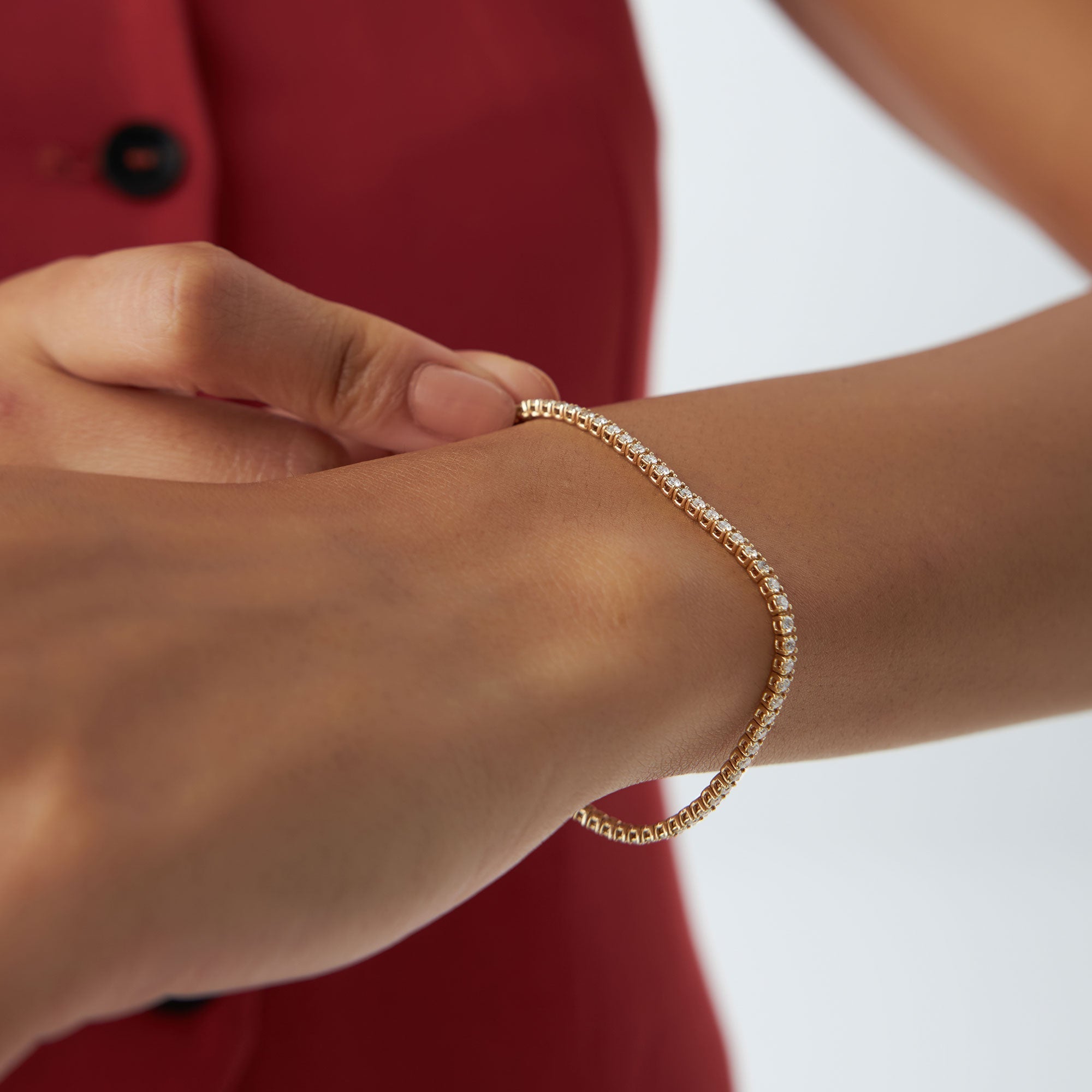 OBFJ0209 - 14K Rose Gold Diamond Tennis Bracelet 2.20 ctw 7