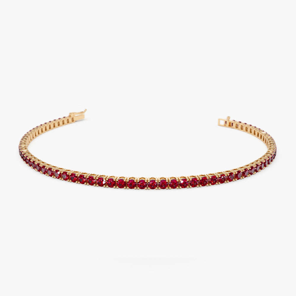 OBFJ2230 - Prong Setting Ruby Tennis Bracelet bracelets in selectable metal and diamond options - Roselle Jewelry view 9