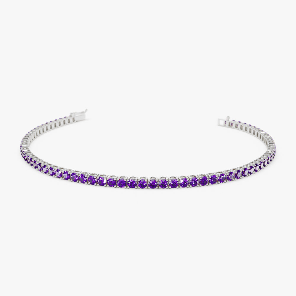 OBFJ2228 - Prong Setting Amethyst Tennis Bracelet bracelets in selectable metal and diamond options - Roselle Jewelry view 6