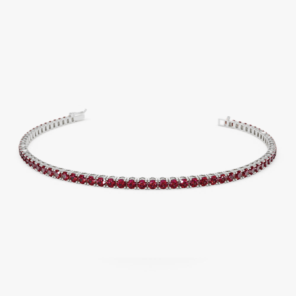 OBFJ2230 - Prong Setting Ruby Tennis Bracelet bracelets in selectable metal and diamond options - Roselle Jewelry view 10