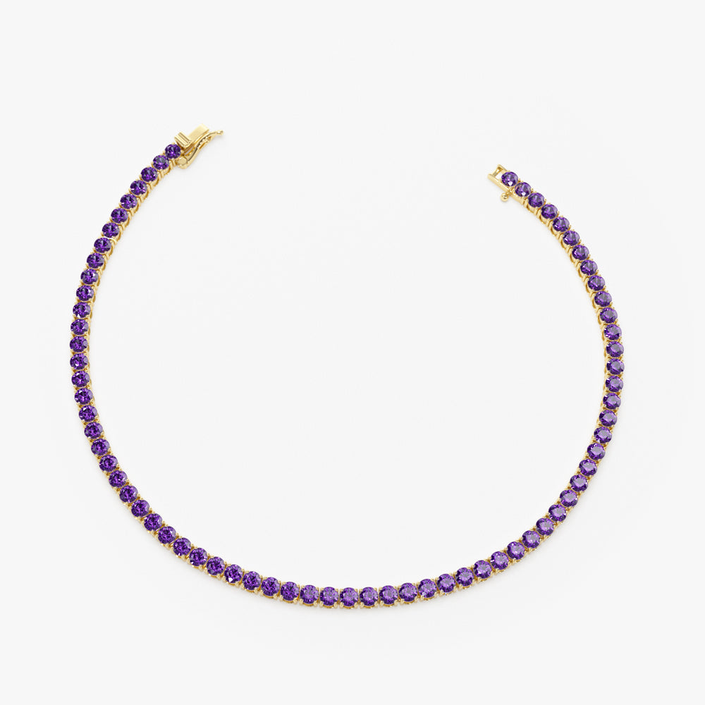 OBFJ2228 - Prong Setting Amethyst Tennis Bracelet bracelets in selectable metal and diamond options - Roselle Jewelry view 7