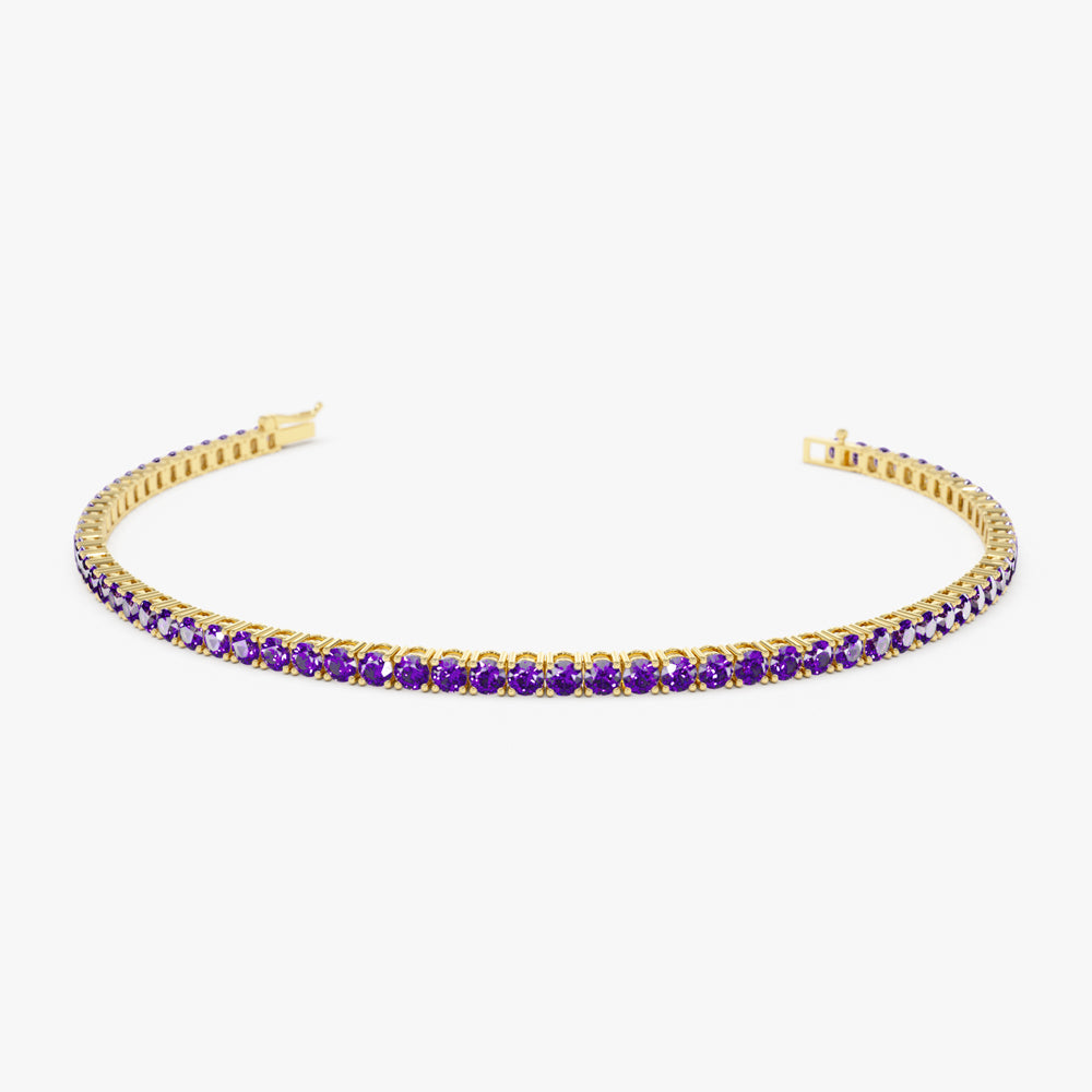 OBFJ2228 - Prong Setting Amethyst Tennis Bracelet bracelets in selectable metal and diamond options - Roselle Jewelry view 1