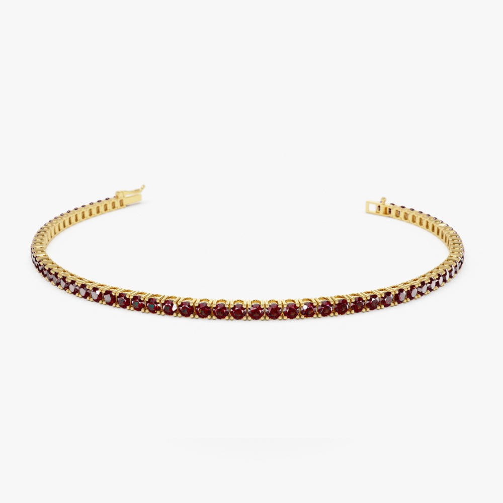 OBFJ2238 - Prong Setting Red Garnet Tennis Bracelet bracelets in selectable metal and diamond options - Roselle Jewelry view 1