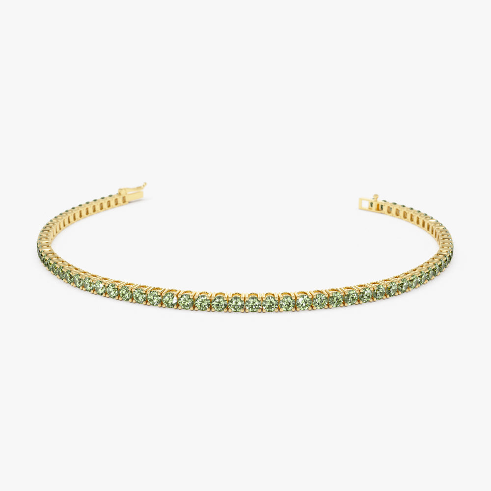 OBFJ2248 - Prong Setting Peridot Tennis Bracelet bracelets in selectable metal and diamond options - Roselle Jewelry view 1