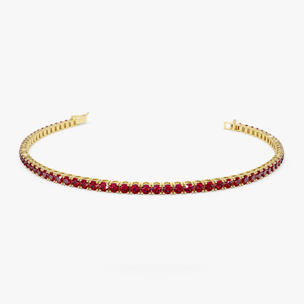 OBFJ2230 - Prong Setting Ruby Tennis Bracelet bracelets in selectable metal and diamond options - Roselle Jewelry view 1