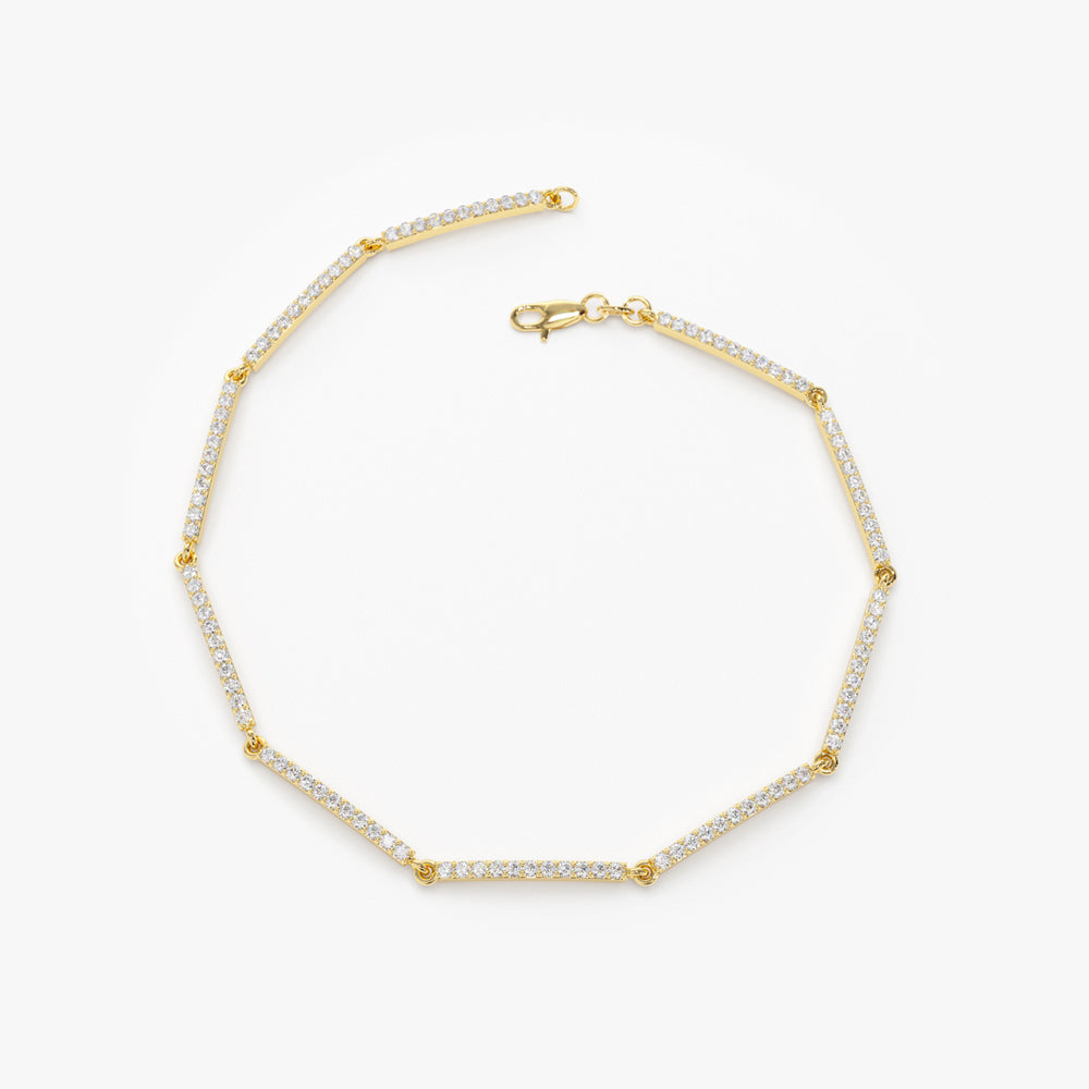 OBFJ2078 - Pave Stackable Diamond Bar Bracelet bracelets in selectable metal and diamond options - Roselle Jewelry view 8