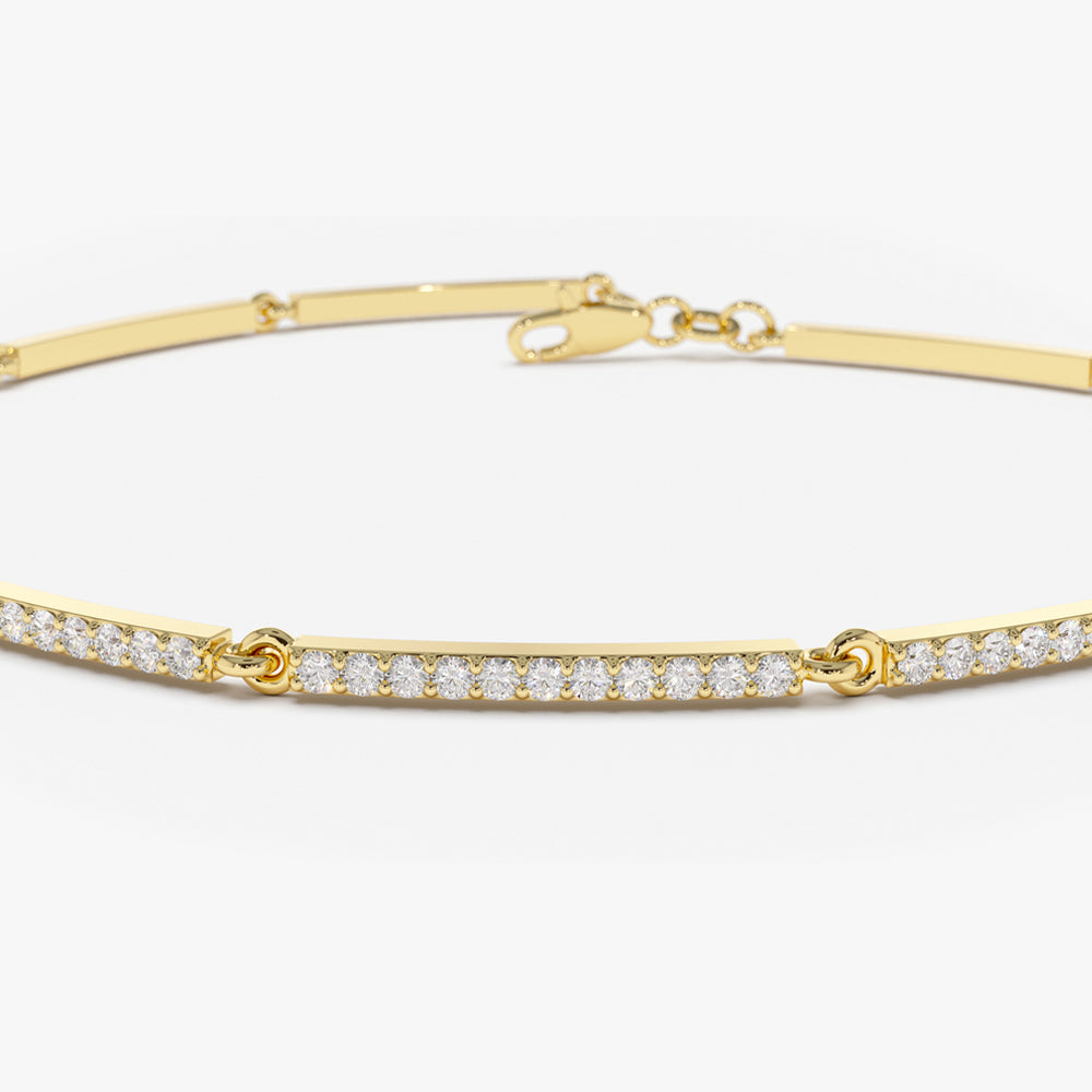 OBFJ2078 - Pave Stackable Diamond Bar Bracelet bracelets in selectable metal and diamond options - Roselle Jewelry view 9