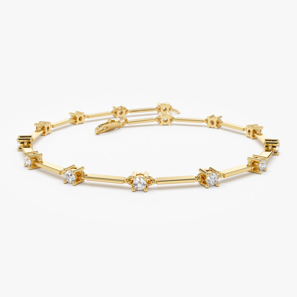 OBFJ1477 - 14k Bar and Diamond Infinity Bracelet 0.85 ctw 1