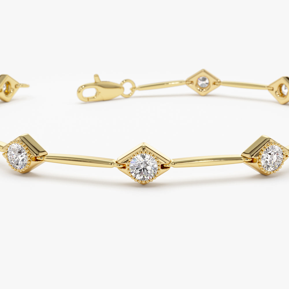 OBFJ1479 - 14k Milgrain Setting Diamond Infinity Bracelet 1.20 ctw 7