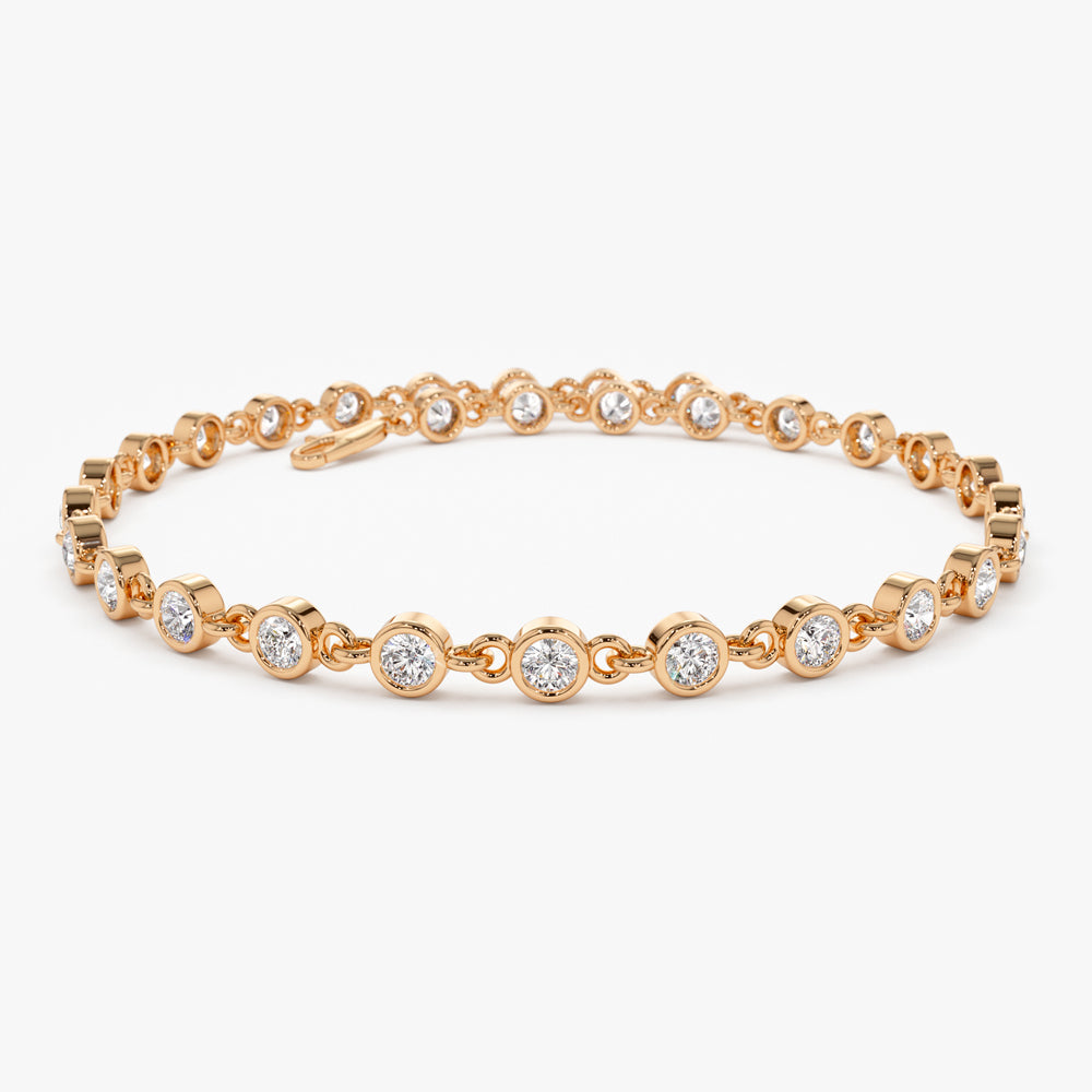 OBFJ1462 - 14k Bezel Setting Diamond Tennis Bracelet 4