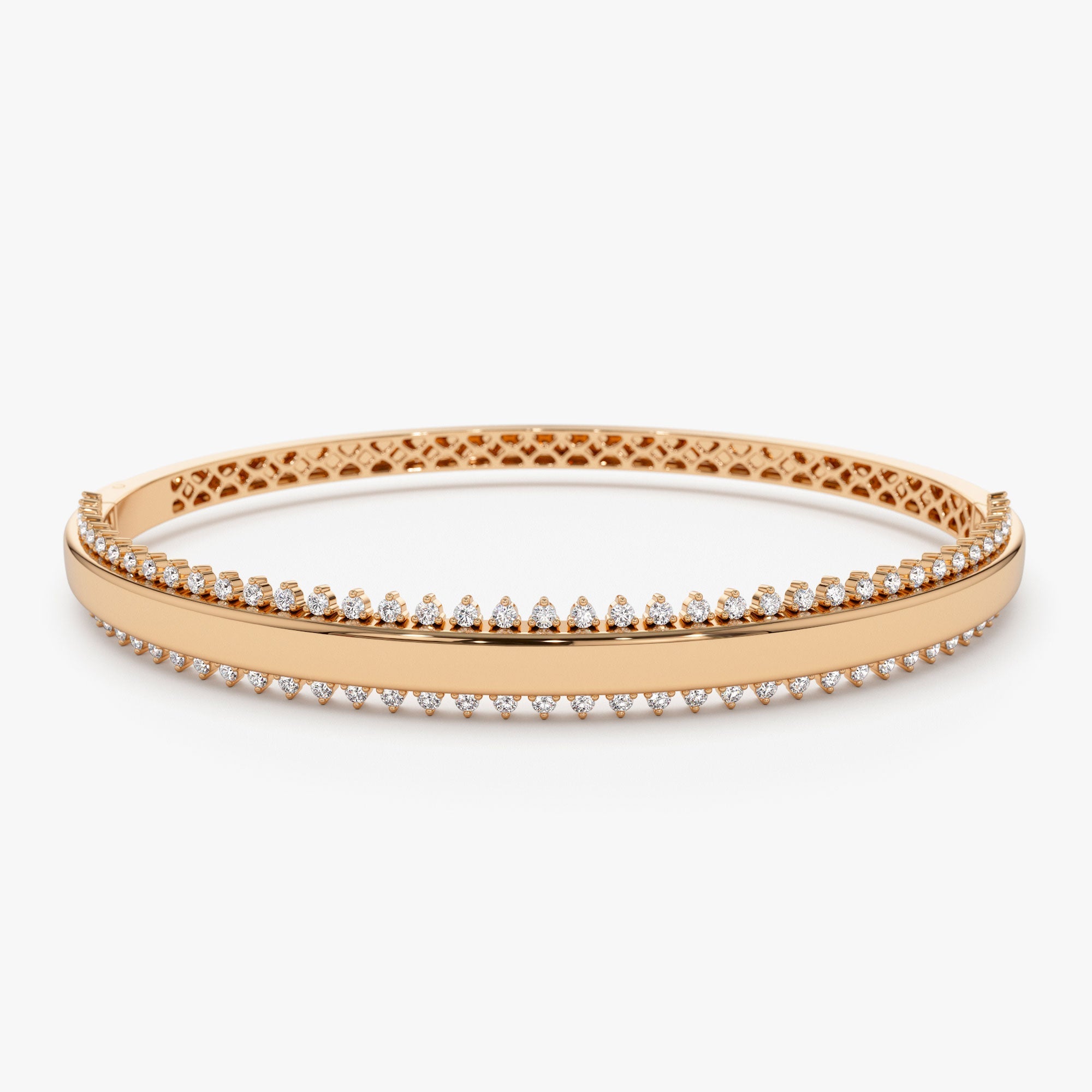OBFJ1138 - 14k 0.85 Ctw Statement Diamond Bangle Bracelet 7