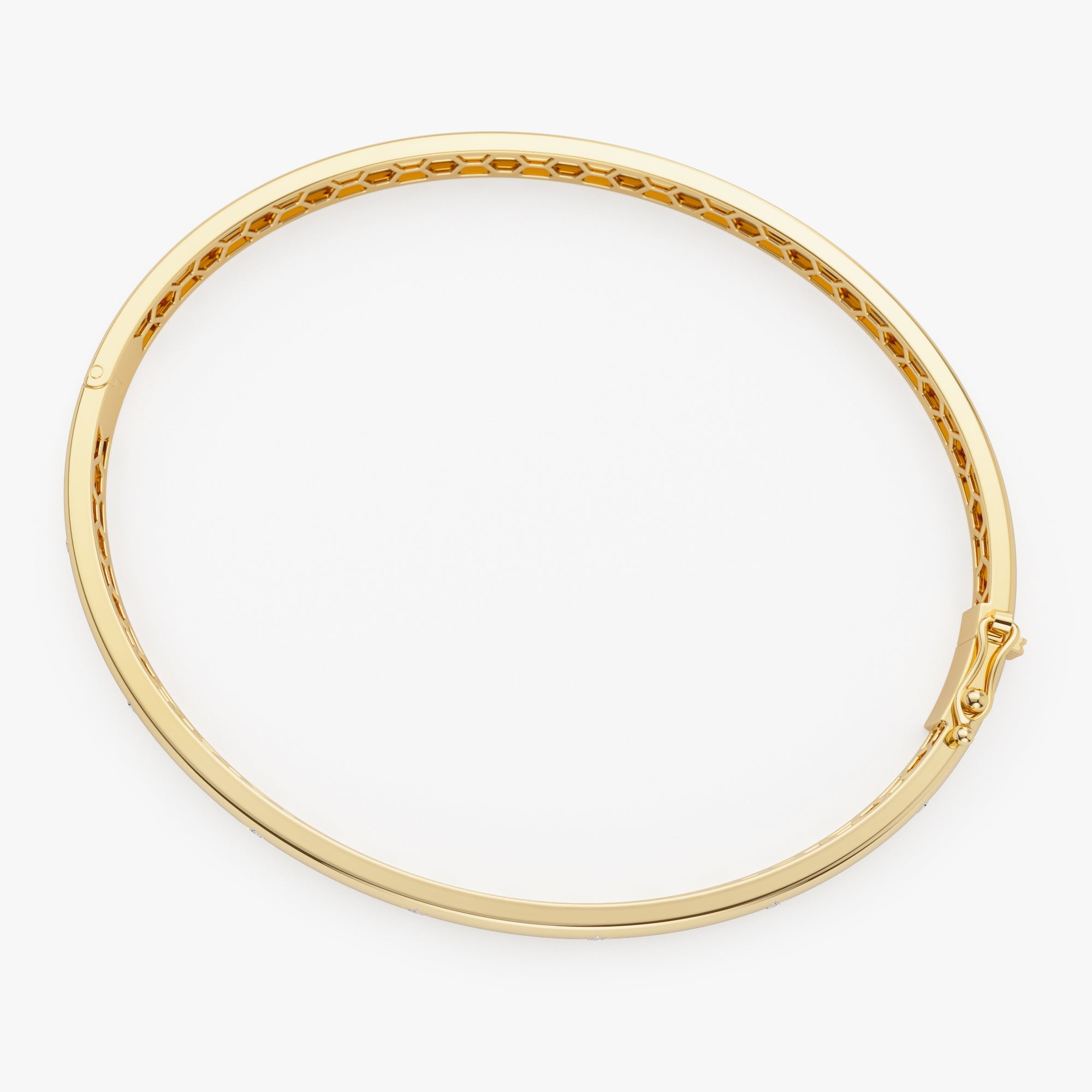 OBFJ1135 - 14k 4mm Dome Star Setting Diamond Bangle Bracelet 8