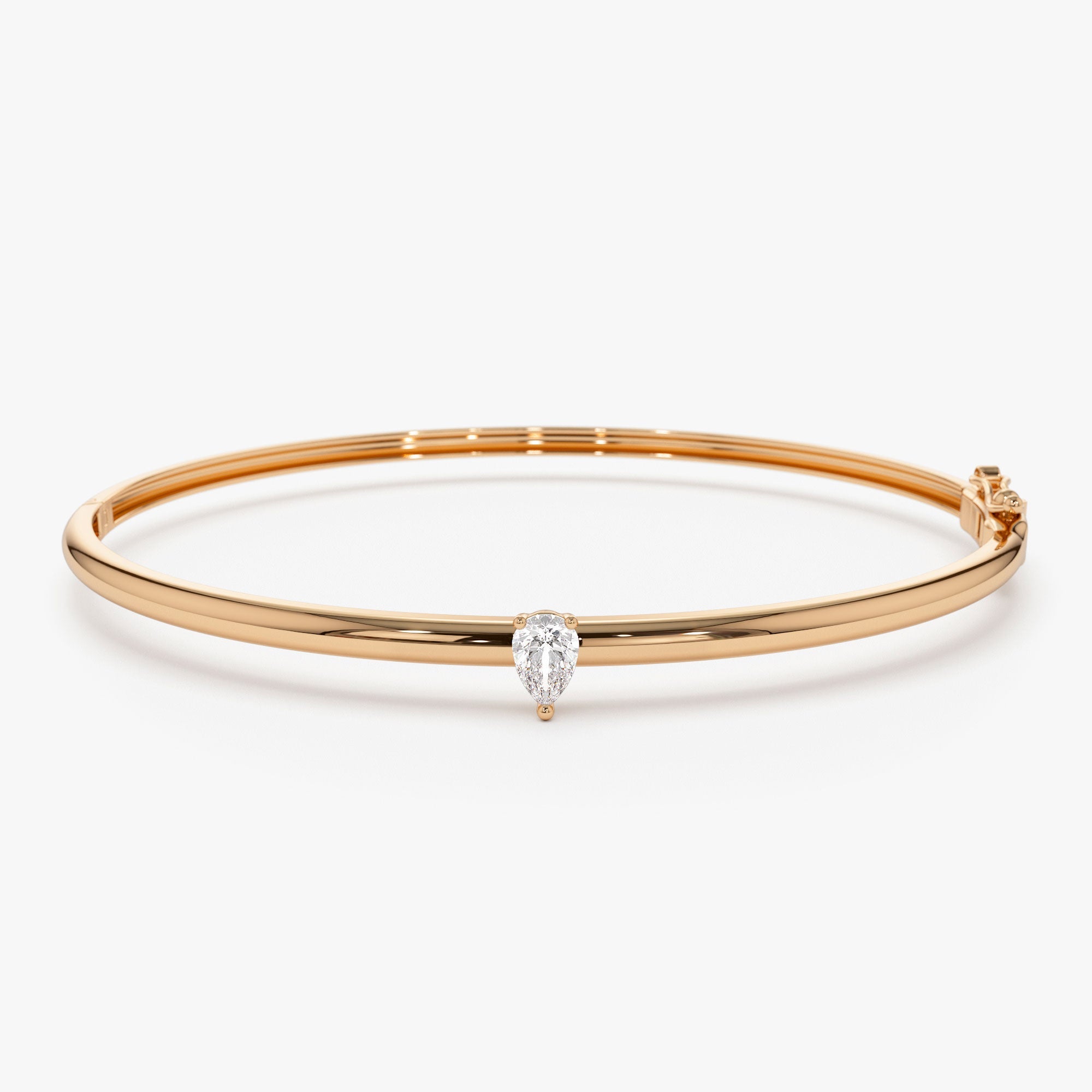 OBFJ0939 - 14K Pear Shape Diamond Solitare Bangle 5