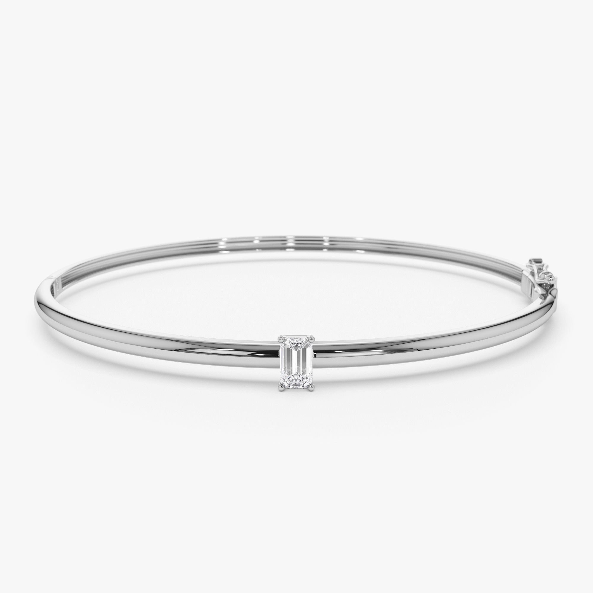 OBFJ0938 - 14K Emerald Shape Diamond Solitare Bangle 7
