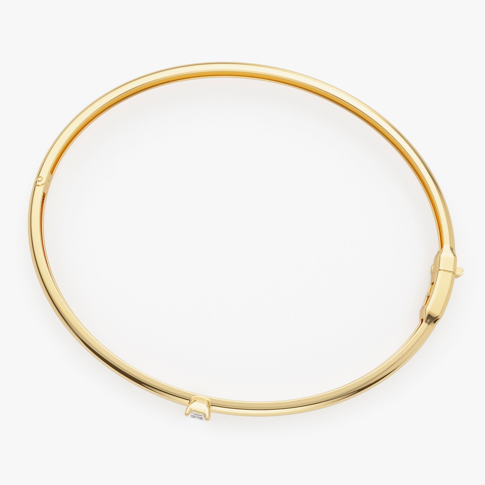 OBFJ0938 - 14K Emerald Shape Diamond Solitare Bangle 9