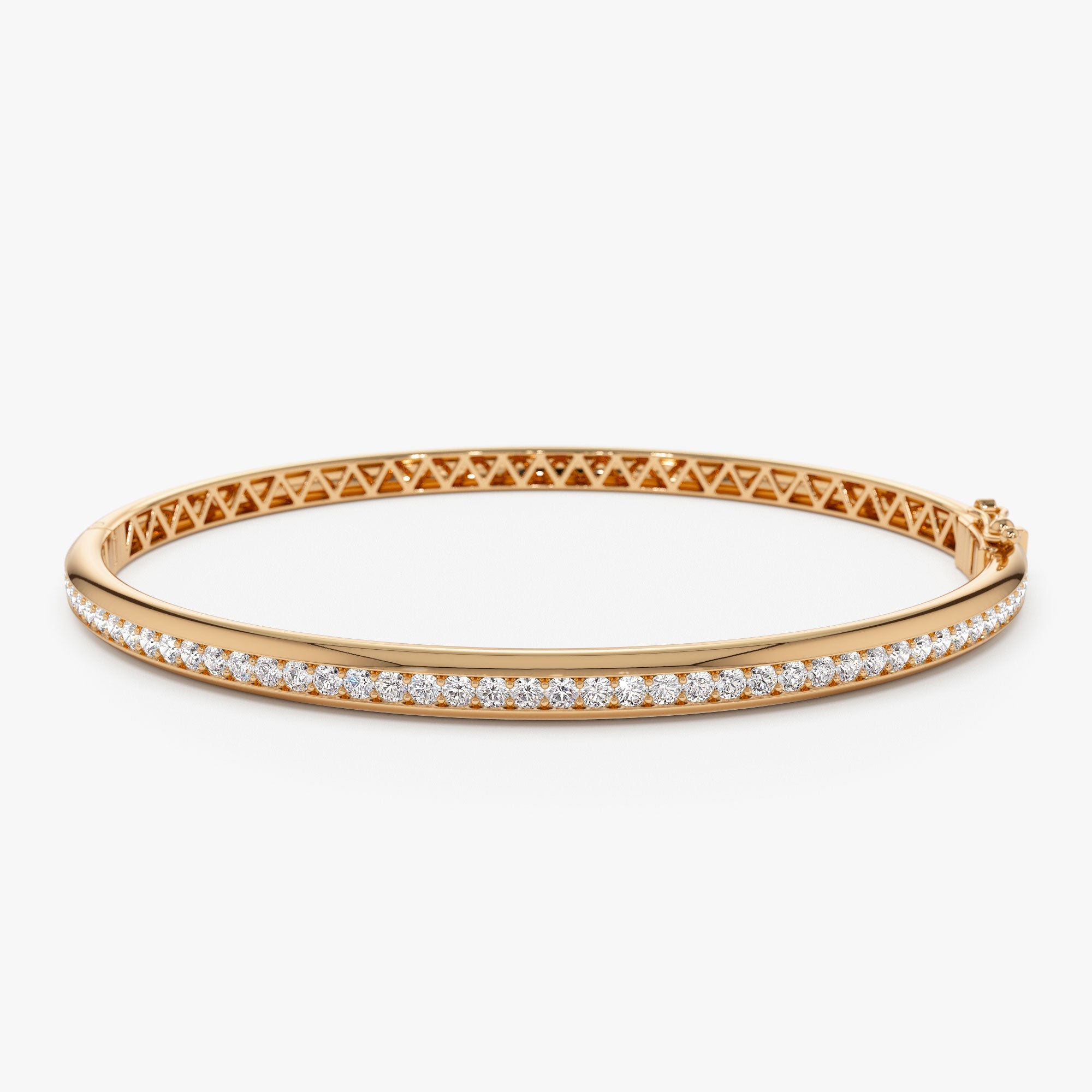 OBFJ1169 - 14k  1.00 Ctw Dome Diamond Bangle Bracelet 6