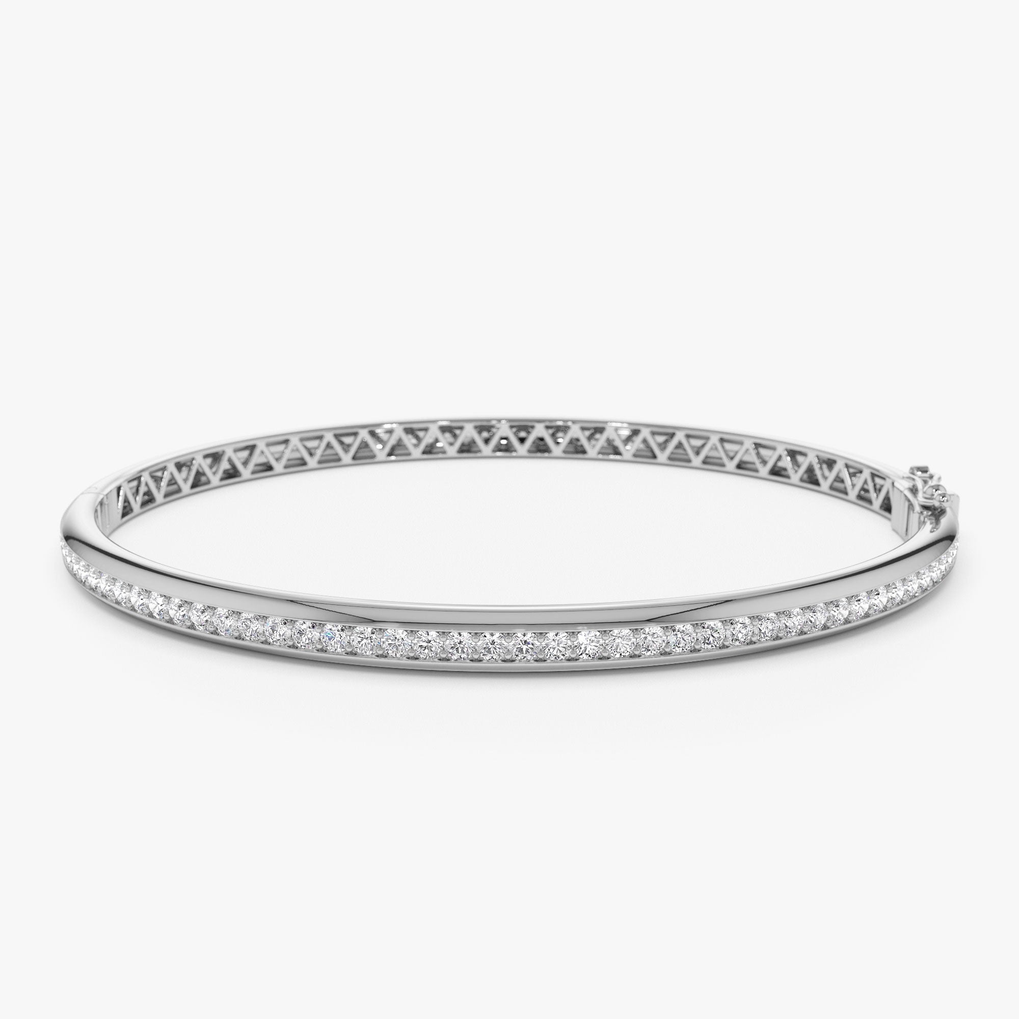 OBFJ1169 - 14k  1.00 Ctw Dome Diamond Bangle Bracelet 7