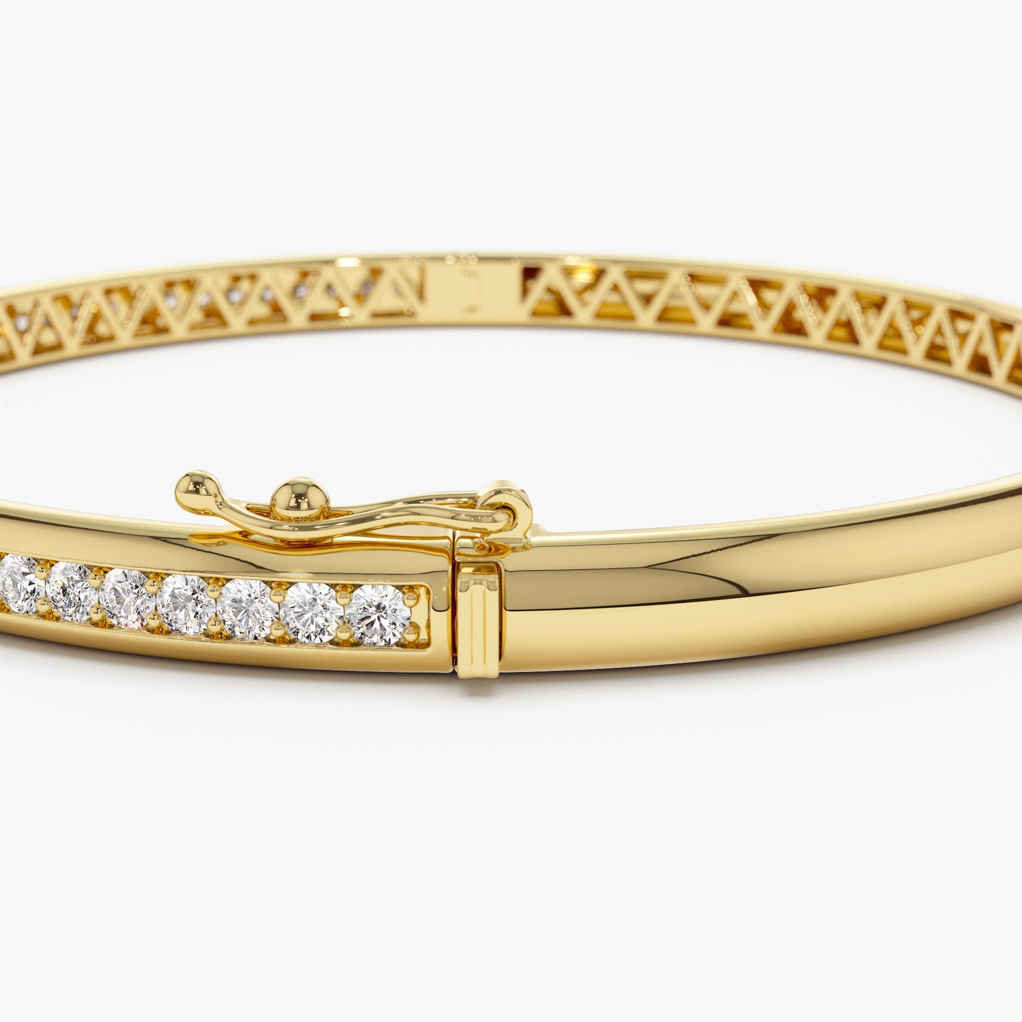 OBFJ1169 - 14k  1.00 Ctw Dome Diamond Bangle Bracelet 9