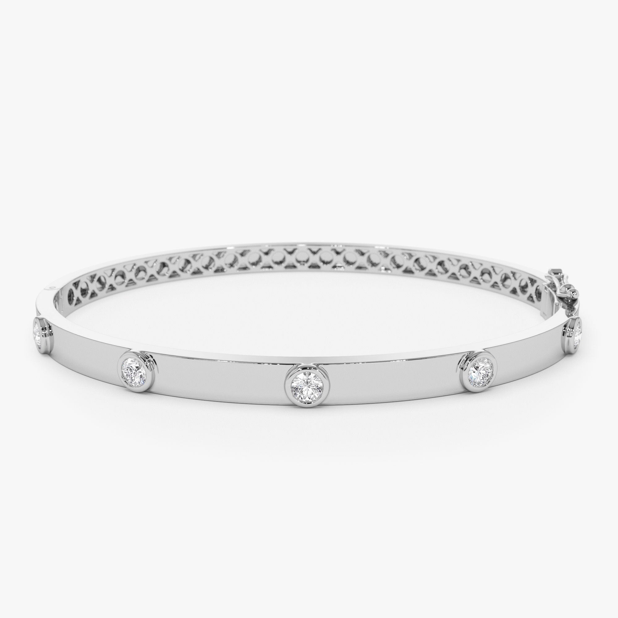 OBFJ0994 - 14K Gold 0.50Ct Round Diamond Bangle Bracelet 8