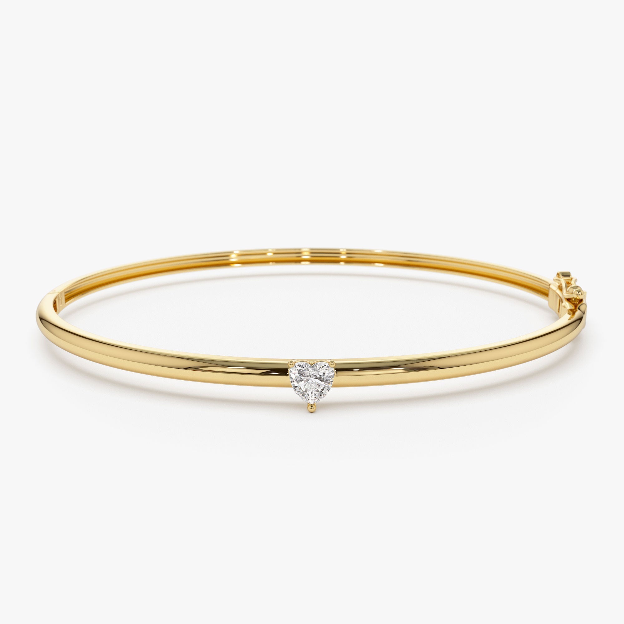 OBFJ0993 - 14K Heart Shape Diamond Solitaire Bangle 1