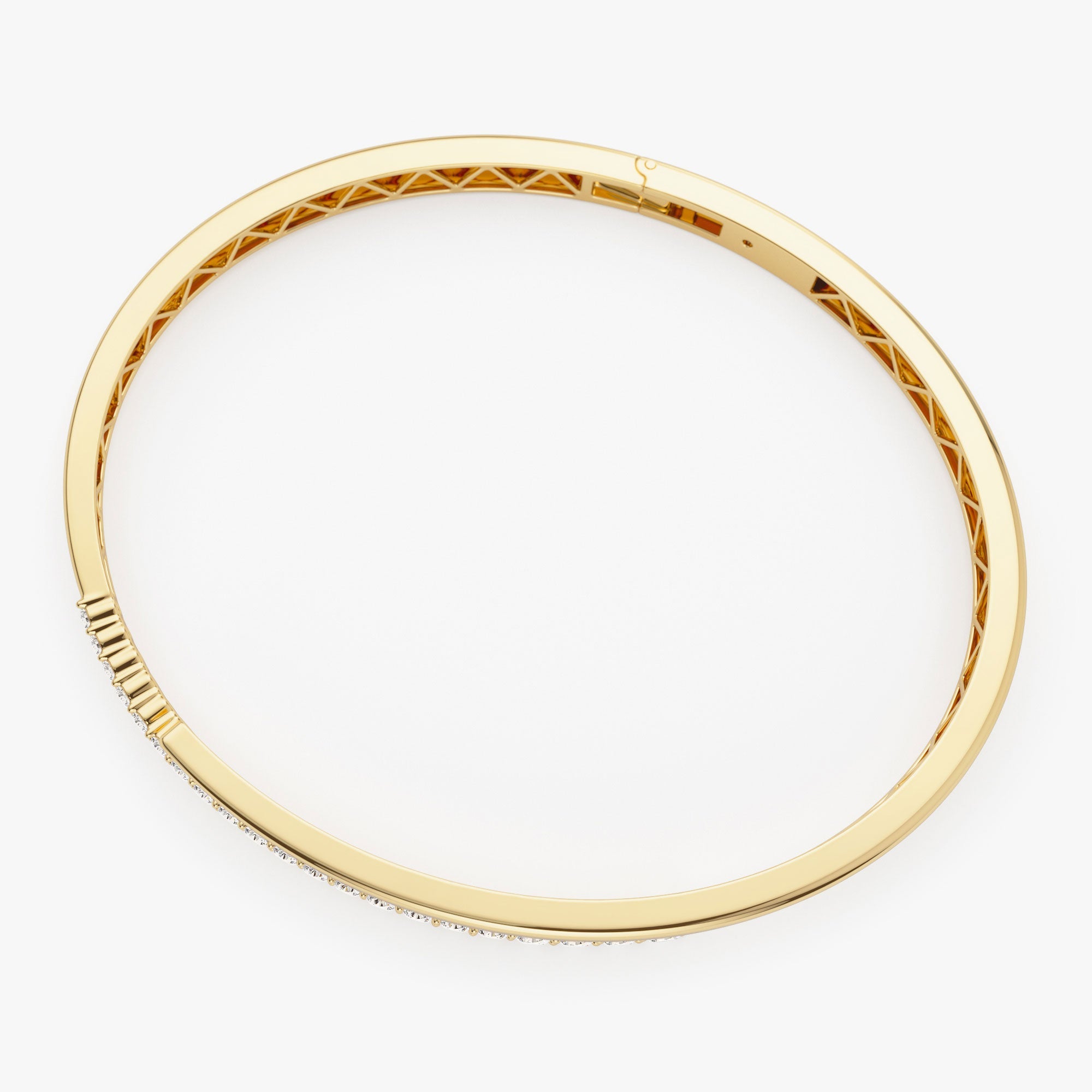 OBFJ1049 - 14K Cross Over Graduating Diamond Bangle 8