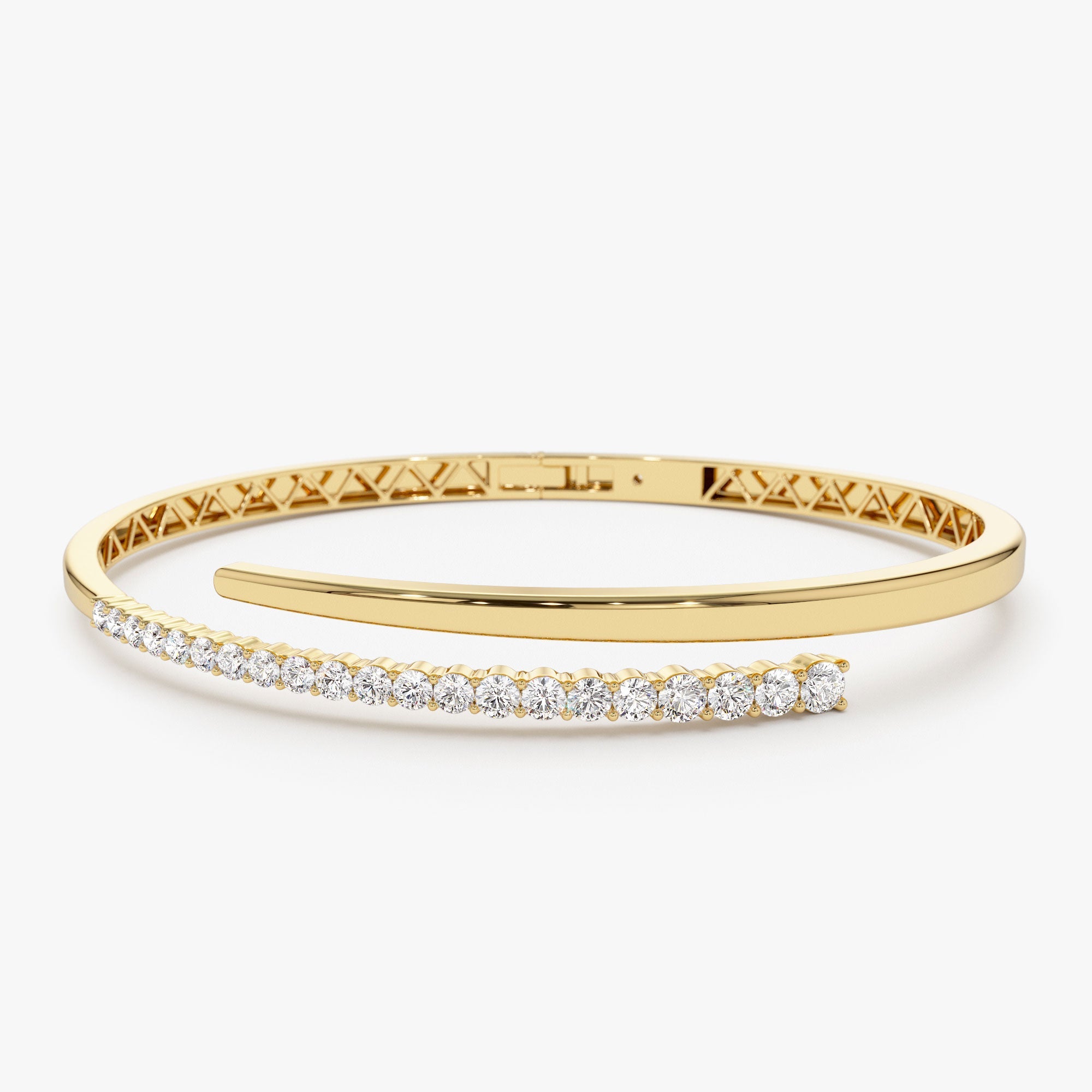 OBFJ1049 - 14K Cross Over Graduating Diamond Bangle 1