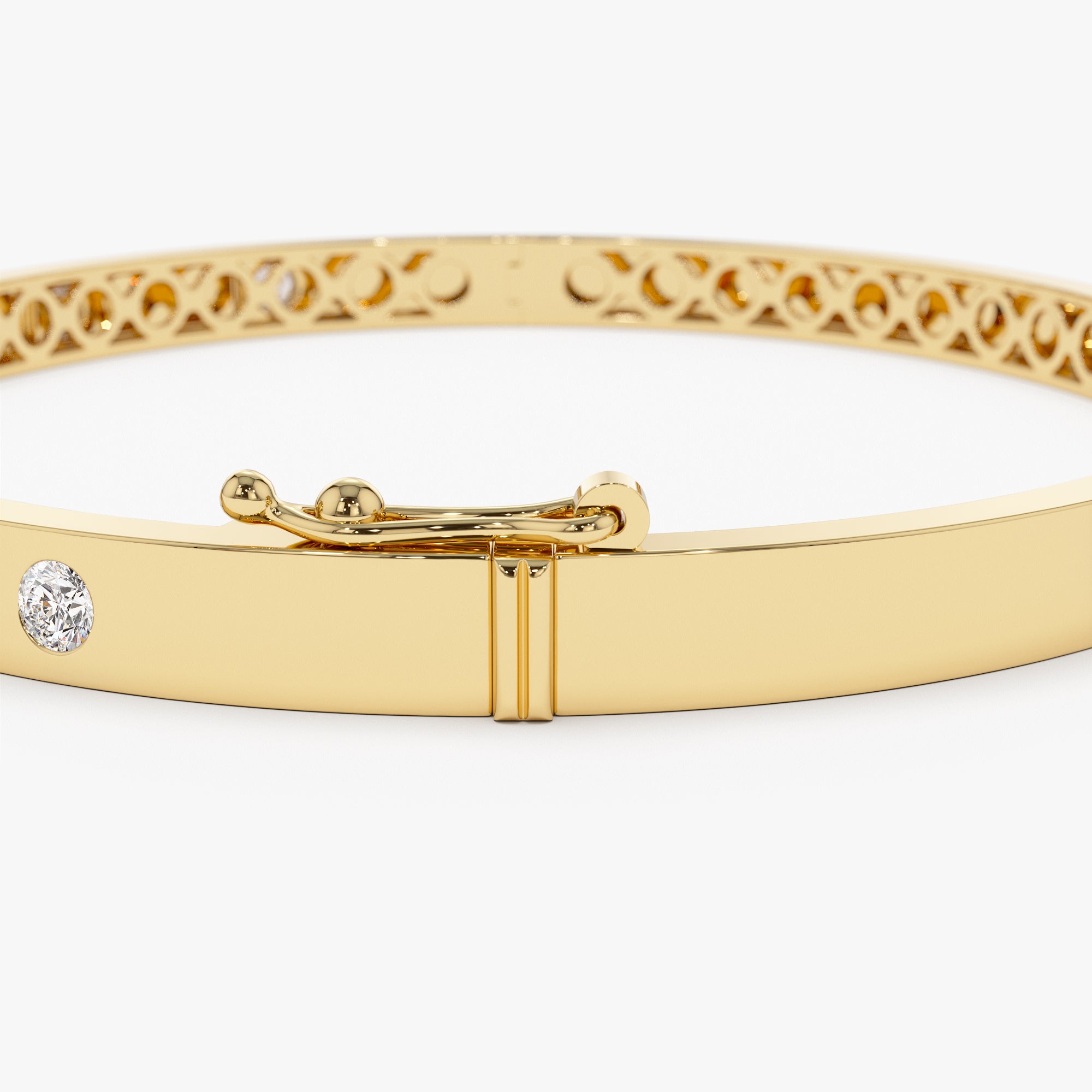 OBFJ0966 - 14K 4mm Diamond Bangle Bracelet 8