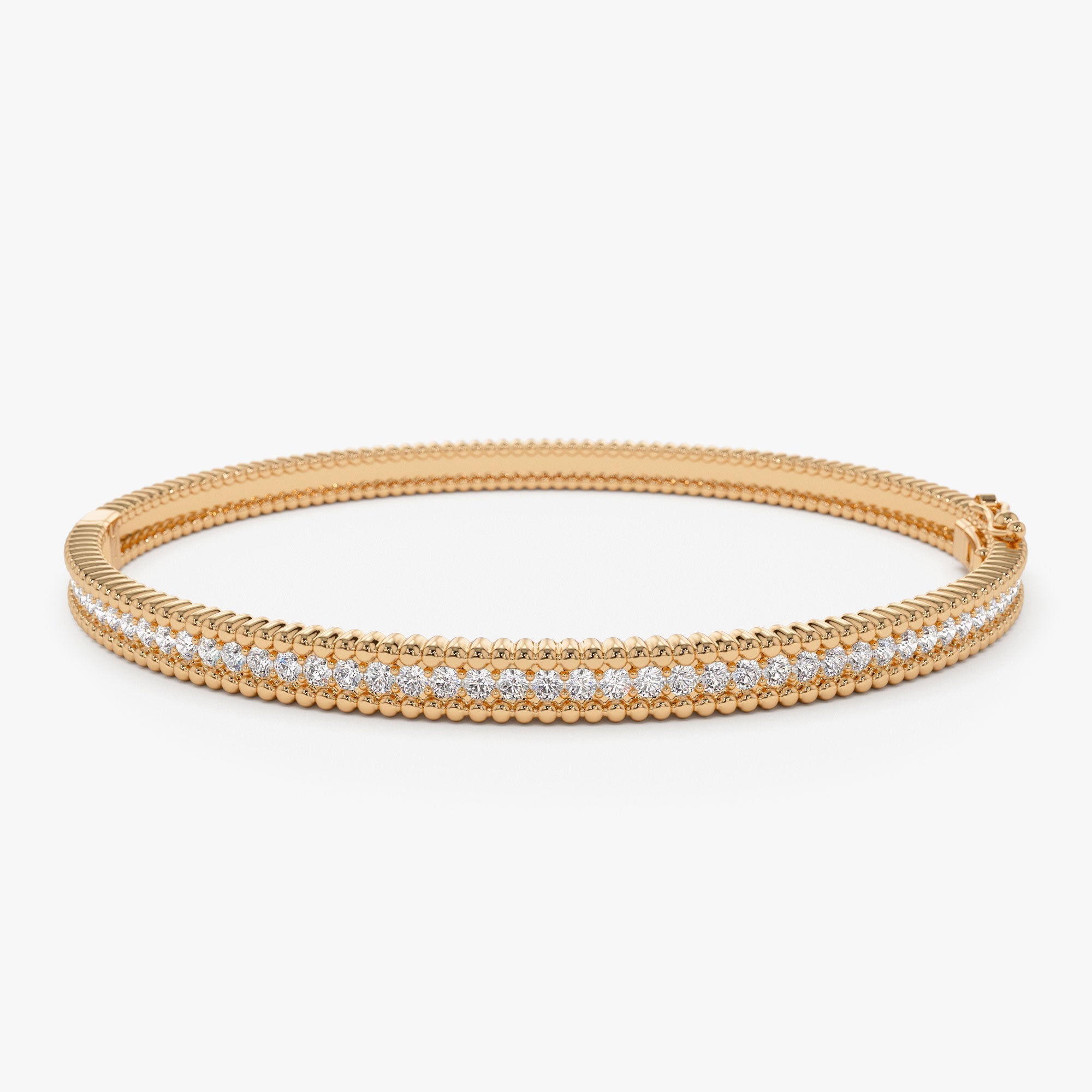 OBFJ1154 - 14k Milgrain Diamond Bangle Bracelet 7