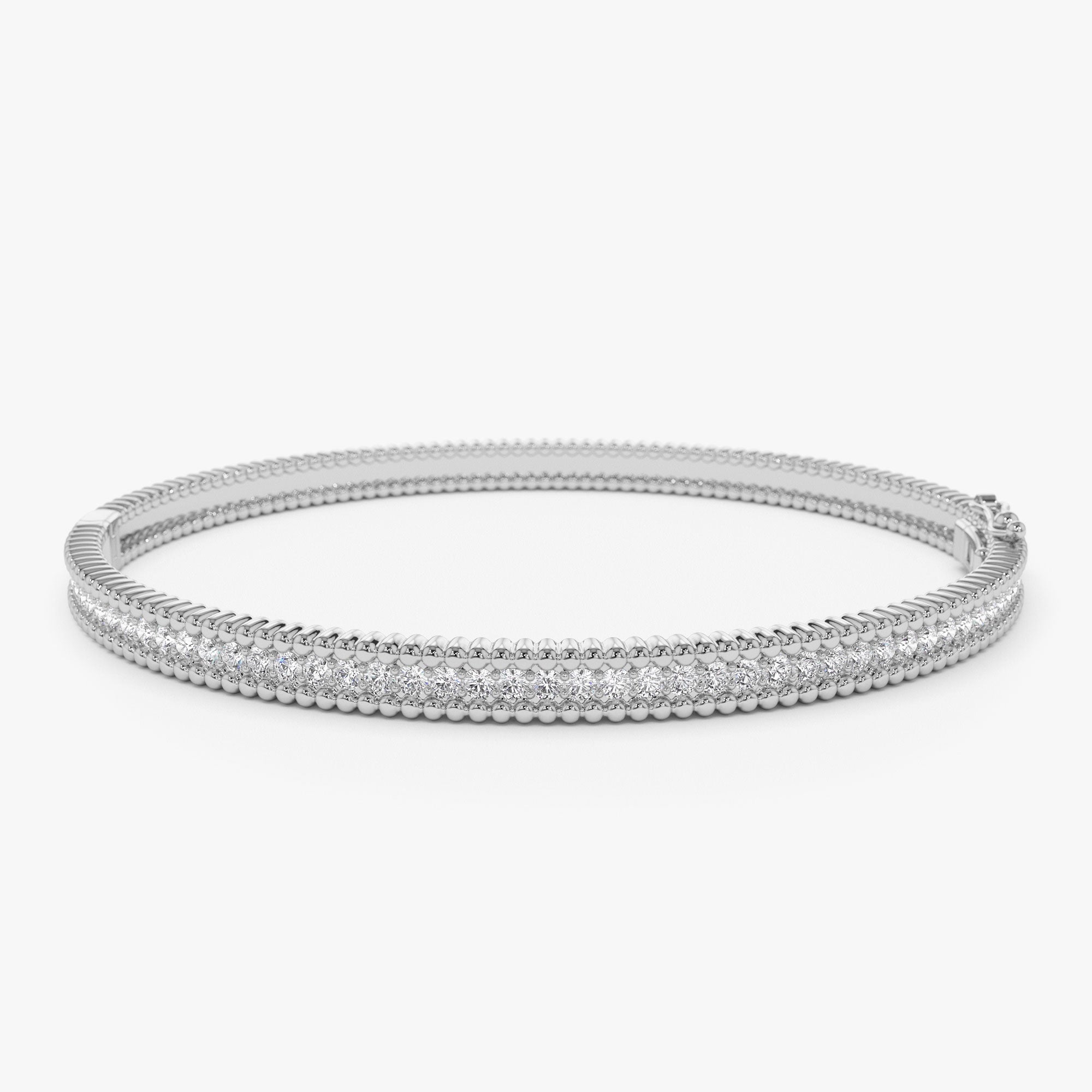 OBFJ1154 - 14k Milgrain Diamond Bangle Bracelet 8