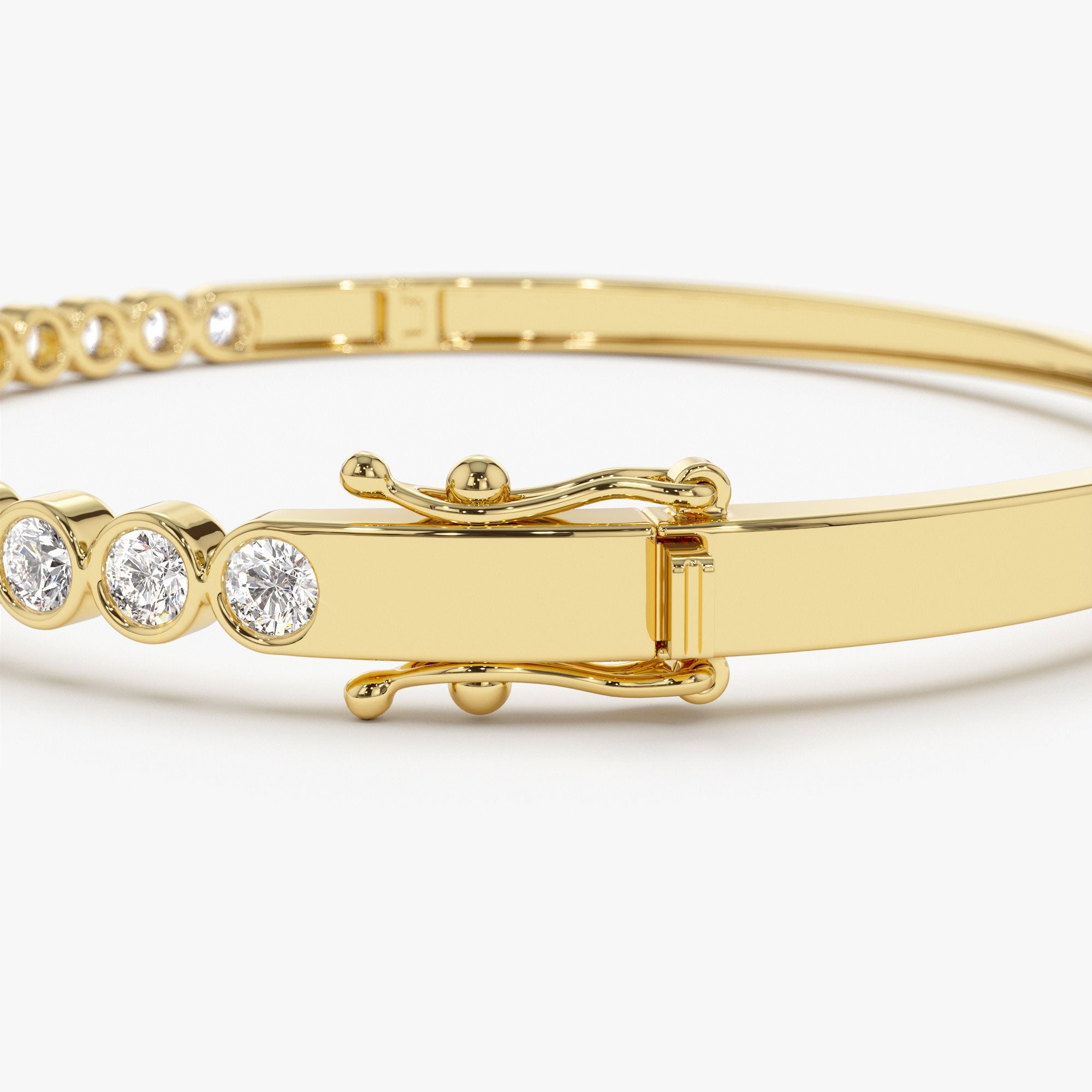 OBFJ1163 - 14K Bezel Setting Diamond Bangle 8