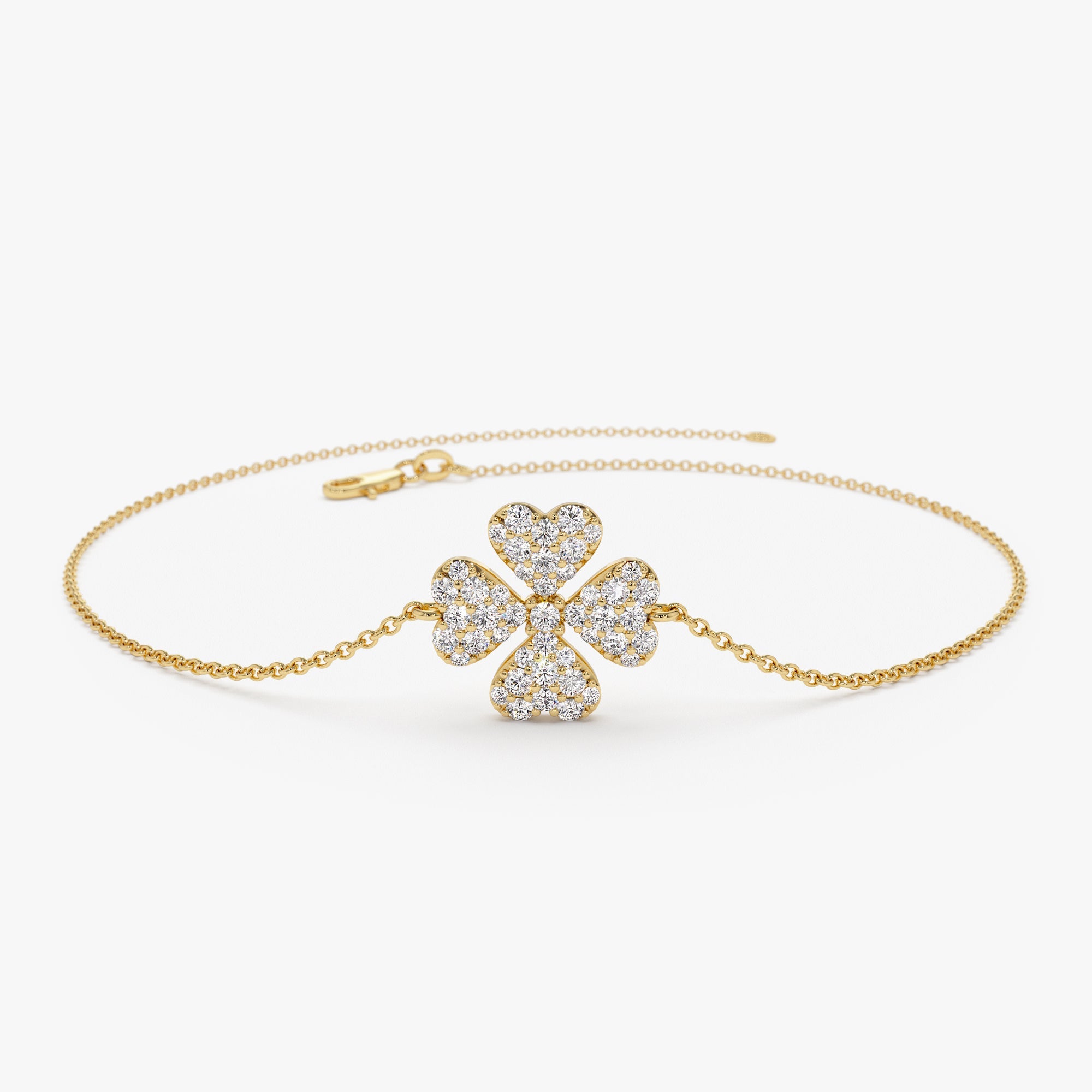 OBFJ0925 - 14K Diamond Clover Charm Bracelet 1