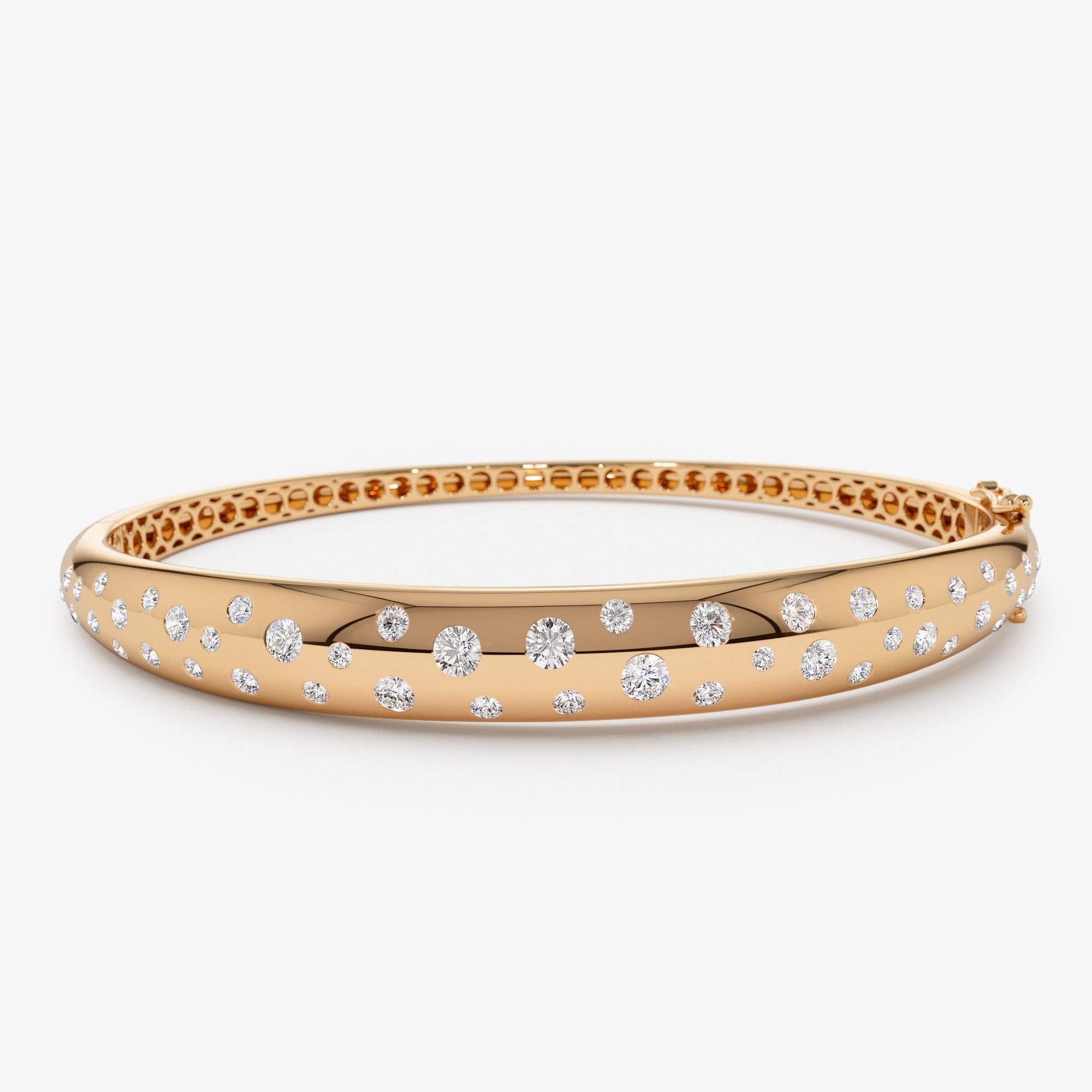 OBFJ1128 - 14k 1.20ctw Dome Floating Diamond Bangle Bracelet 6