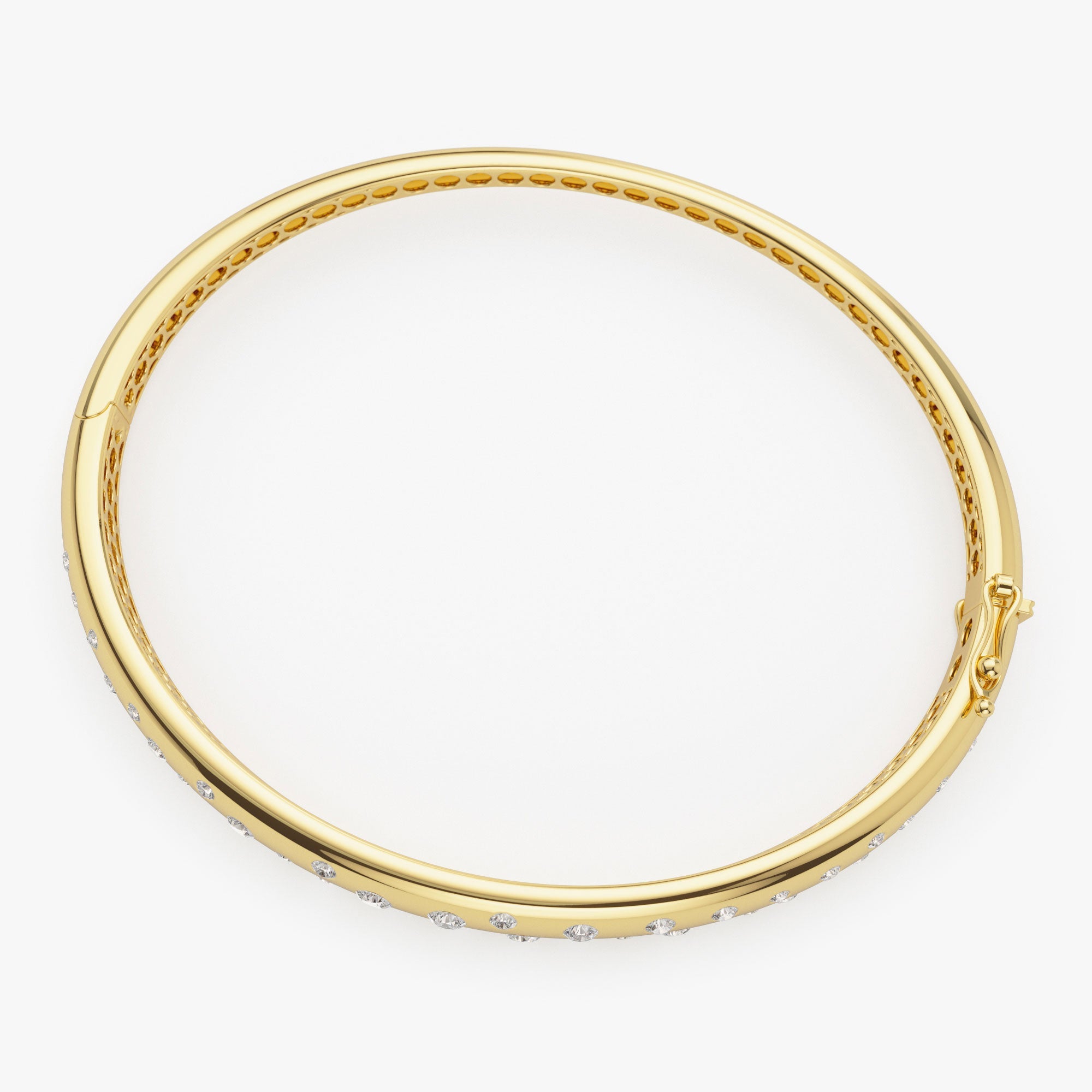 OBFJ1128 - 14k 1.20ctw Dome Floating Diamond Bangle Bracelet 8