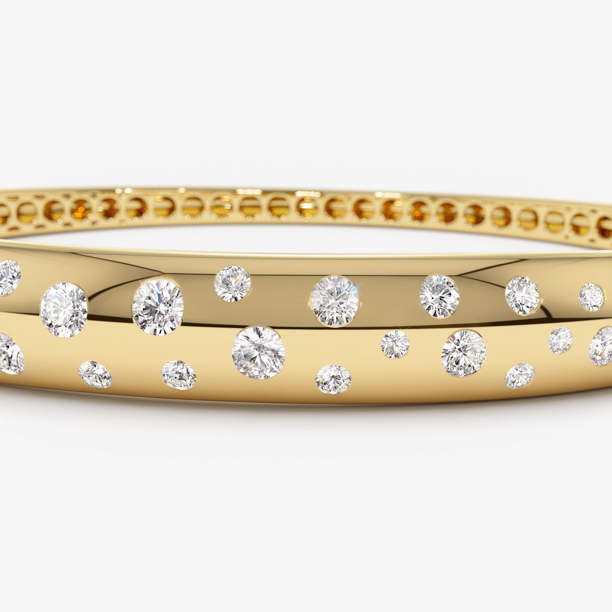 OBFJ1128 - 14k 1.20ctw Dome Floating Diamond Bangle Bracelet 9