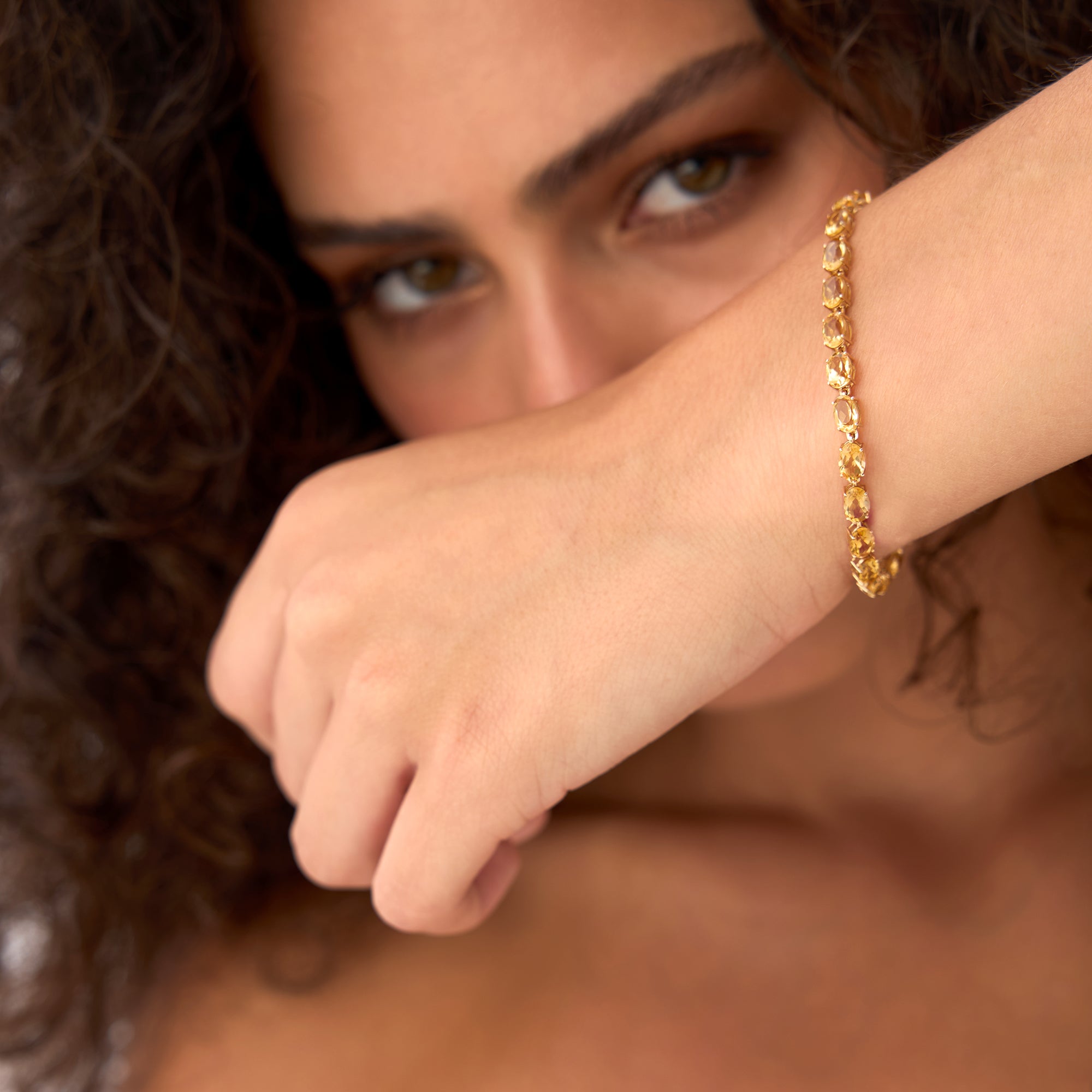 OBFJ0441 - 14K Gold Oval Shaped Citrine Tennis Bracelet 11.35 ctw 4